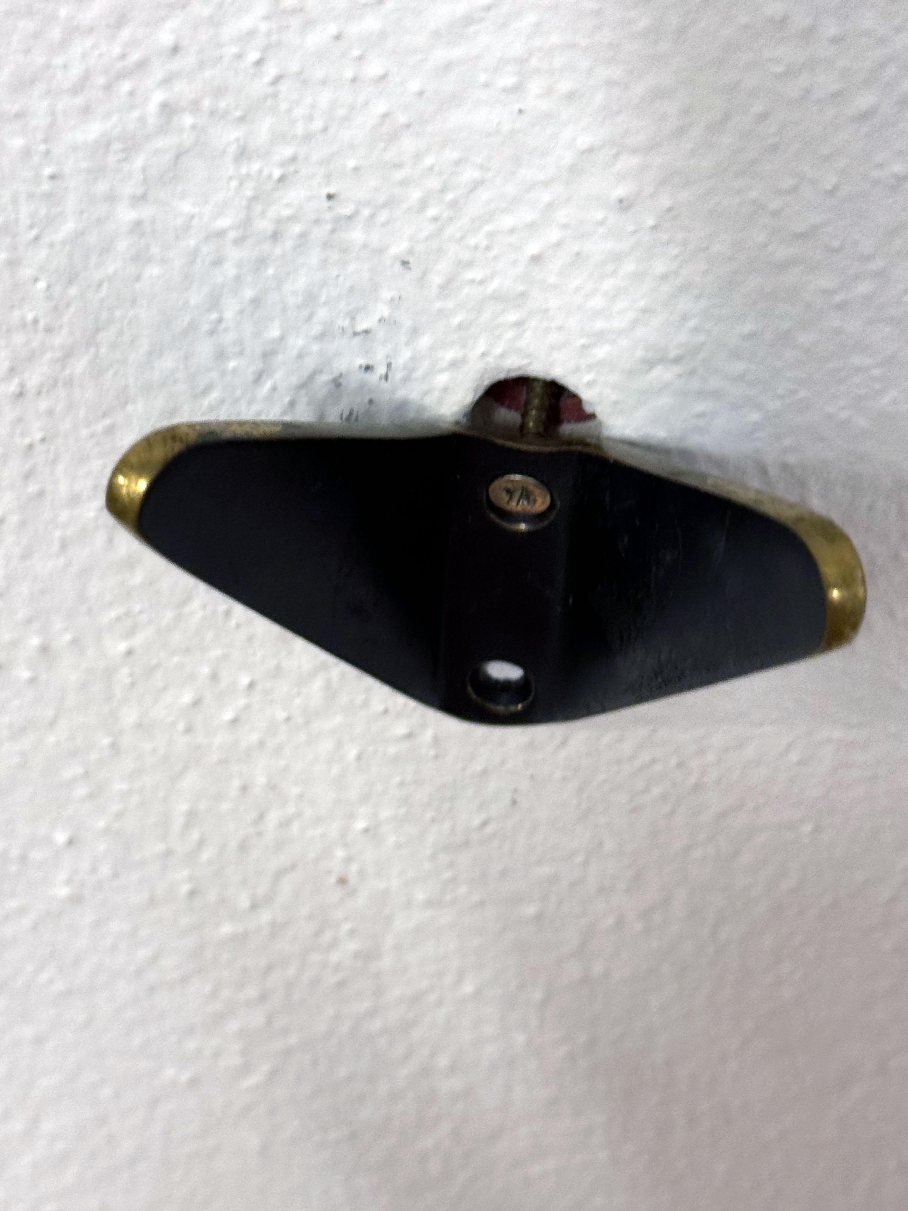Ebonized Brass Coat Wall Double Hooks by Hertha Baller For Sale 2