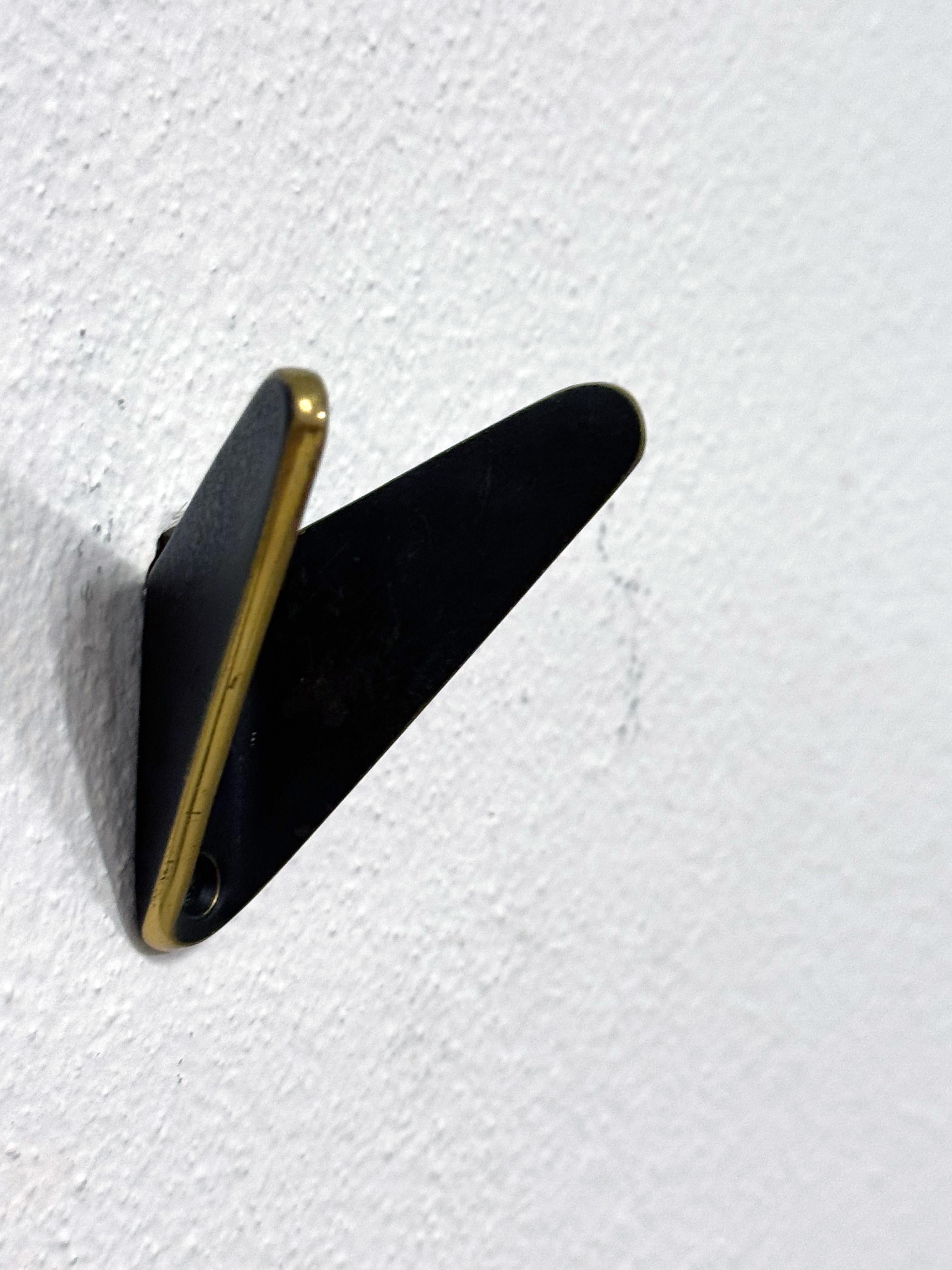Ebonized Brass Coat Wall Double Hooks by Hertha Baller For Sale 3