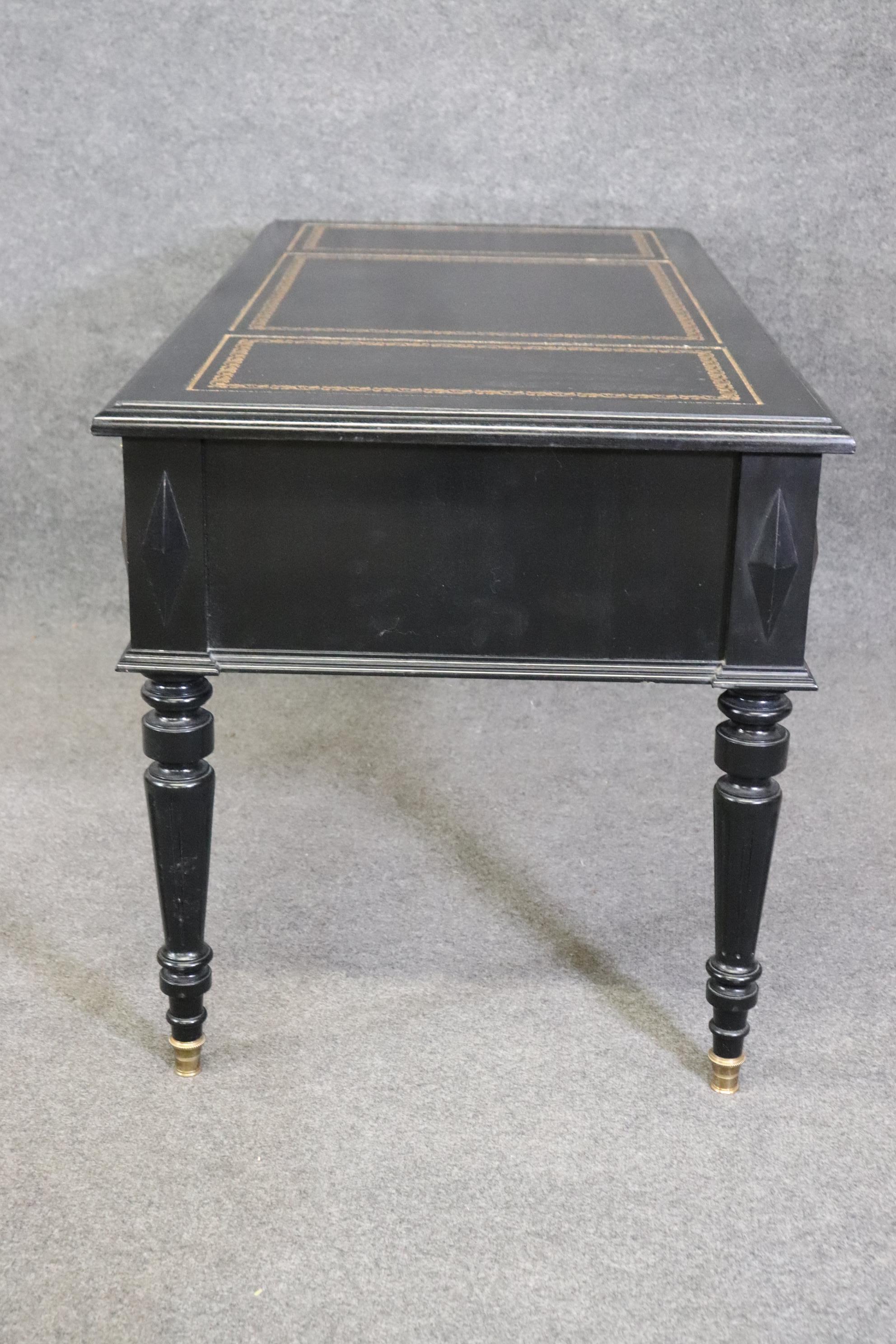 Ebonized Brass Trimmed French Directoire Style Executive Writinig Desk For Sale 1