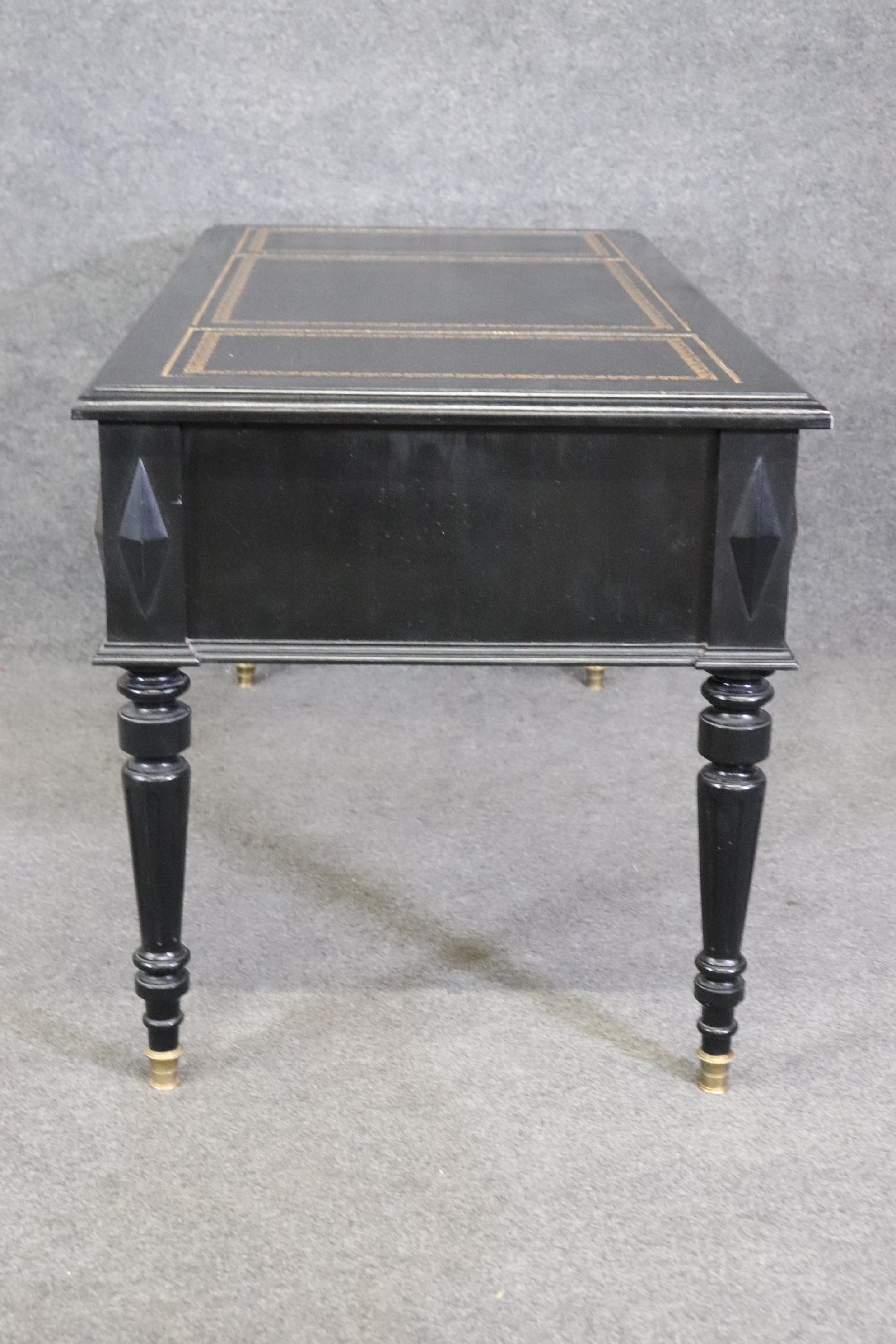 Ebonized Brass Trimmed French Directoire Style Executive Writinig Desk For Sale 3