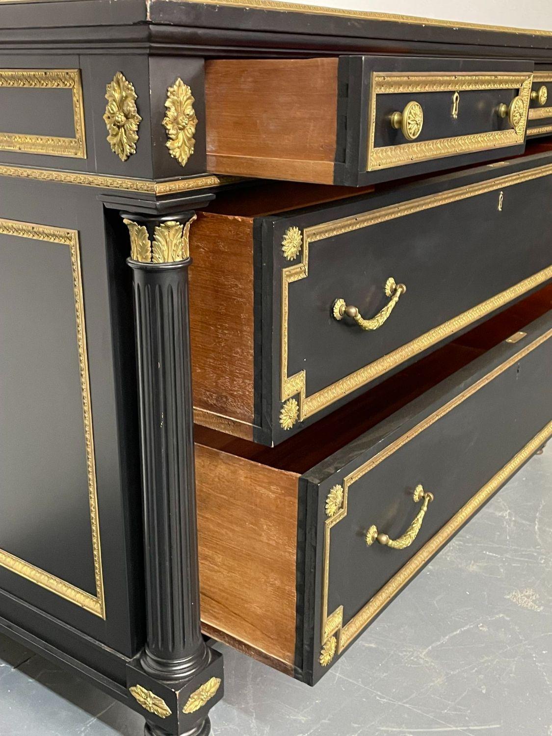 Ebonized Bronze-Mounted Chest /Commode / Dresser Attributed to Jansen, 1920s In Good Condition In Stamford, CT