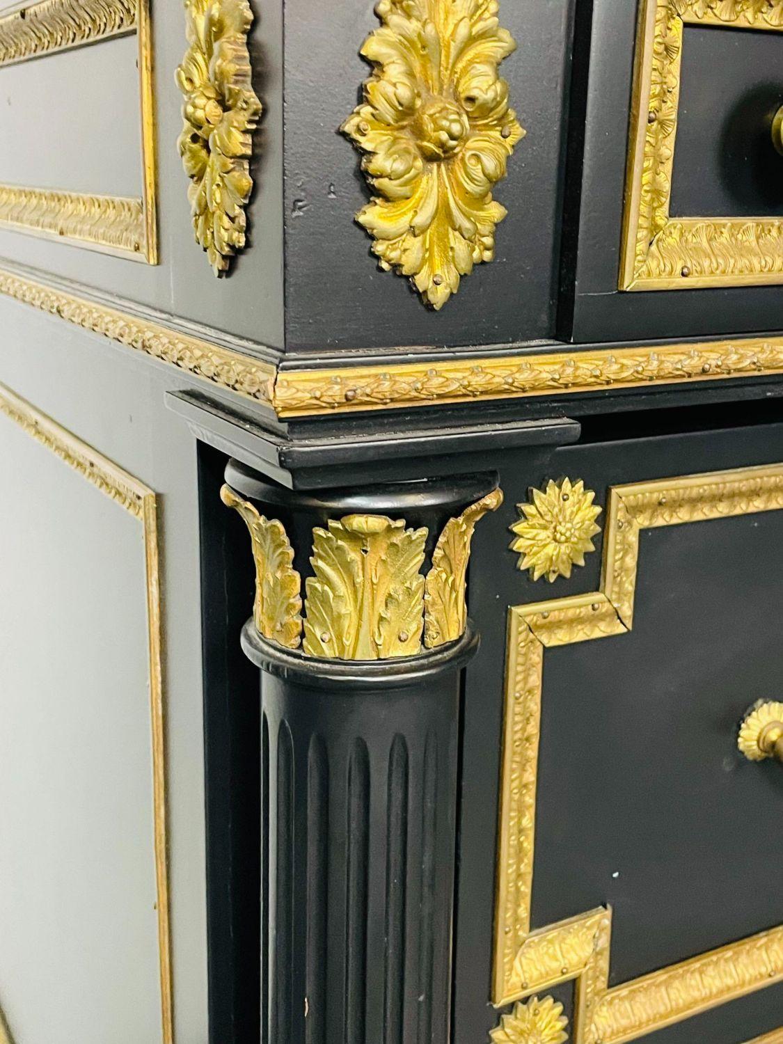20th Century Ebonized Bronze-Mounted Chest /Commode / Dresser Attributed to Jansen, 1920s