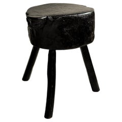 Ebonized Brutalist Block Side table, Wabi Sabi style, Spain, circa 1960s