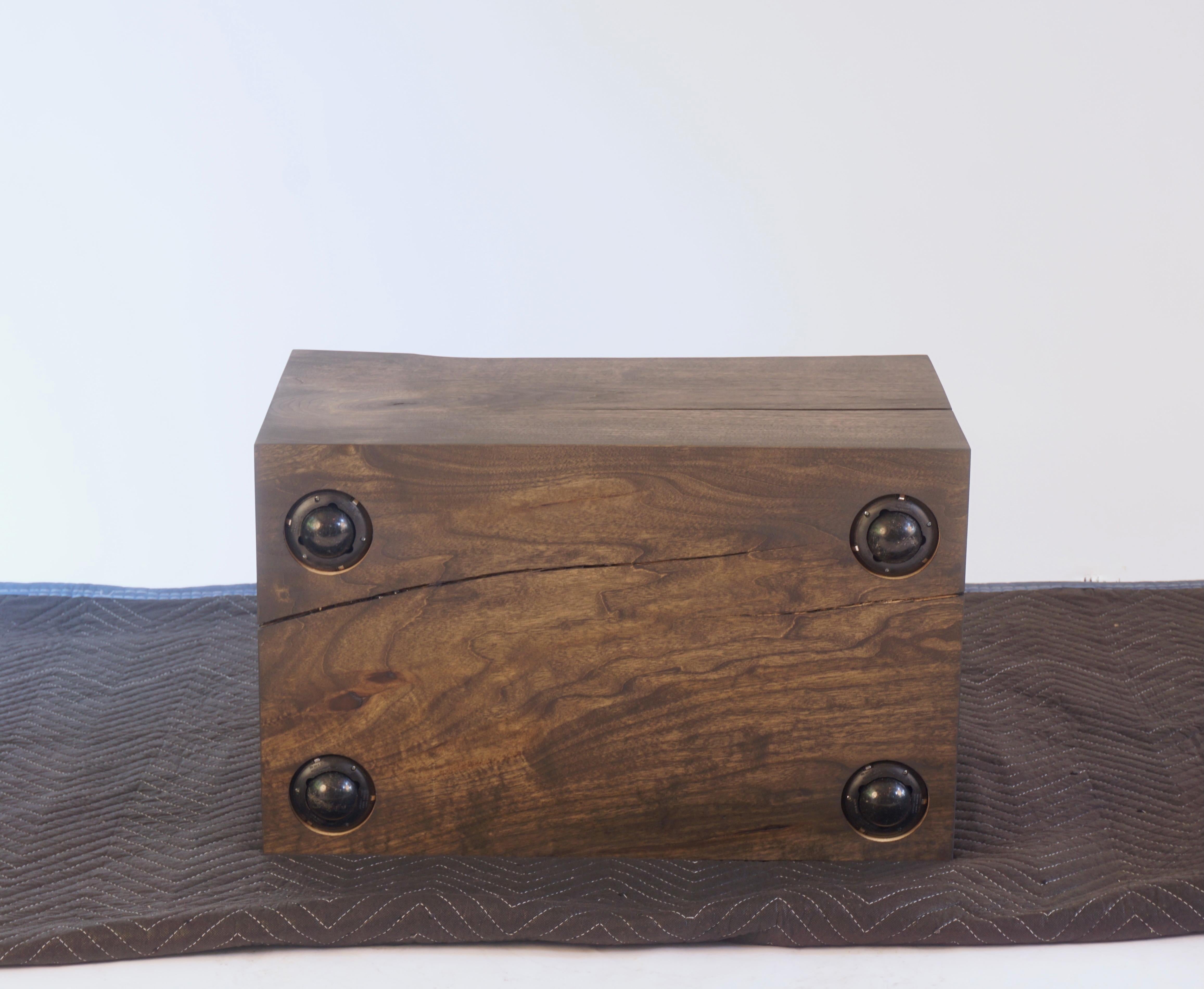 Ebonized Butternut Pillow Pedestal Benches on Spherical Casters - set of 3 For Sale 8