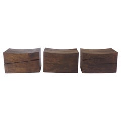 Ebonized Butternut Pillow Pedestal Benches on Spherical Casters - set of 3