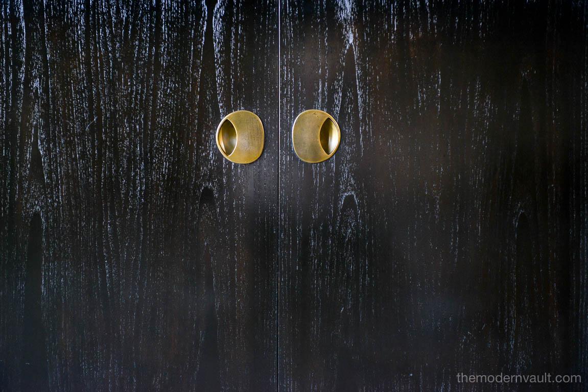 Mid-Century Modern Ebonized Cabinet with Brass Hardware by Baker, circa 1970