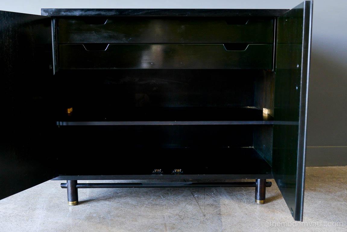American Ebonized Cabinet with Brass Hardware by Baker, circa 1970