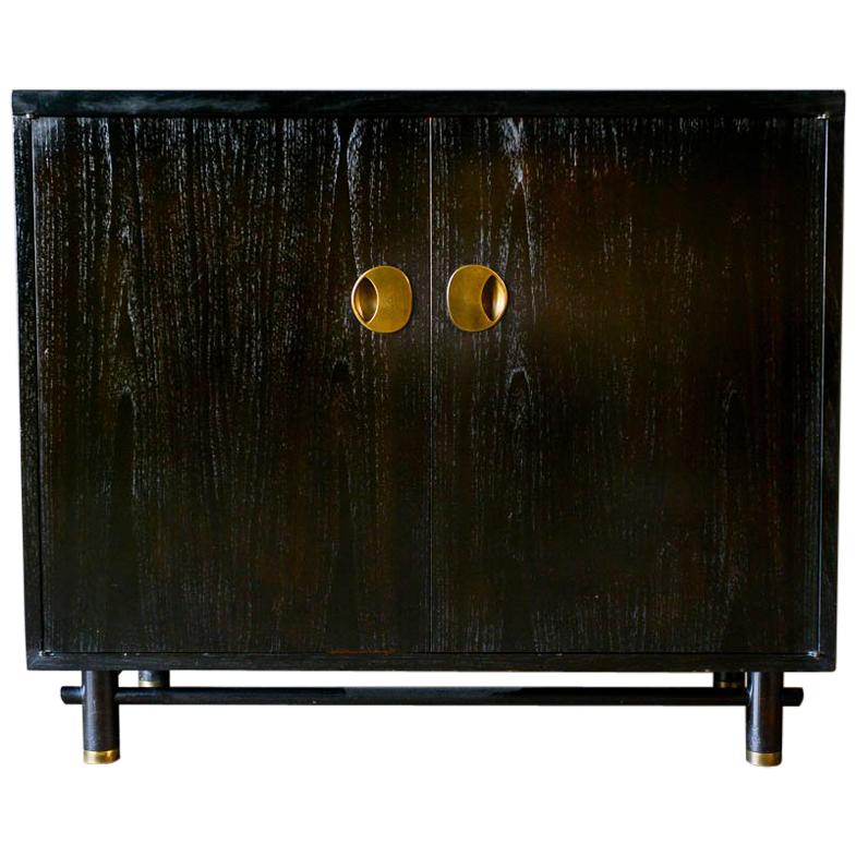 Ebonized Cabinet with Brass Hardware by Baker, circa 1970