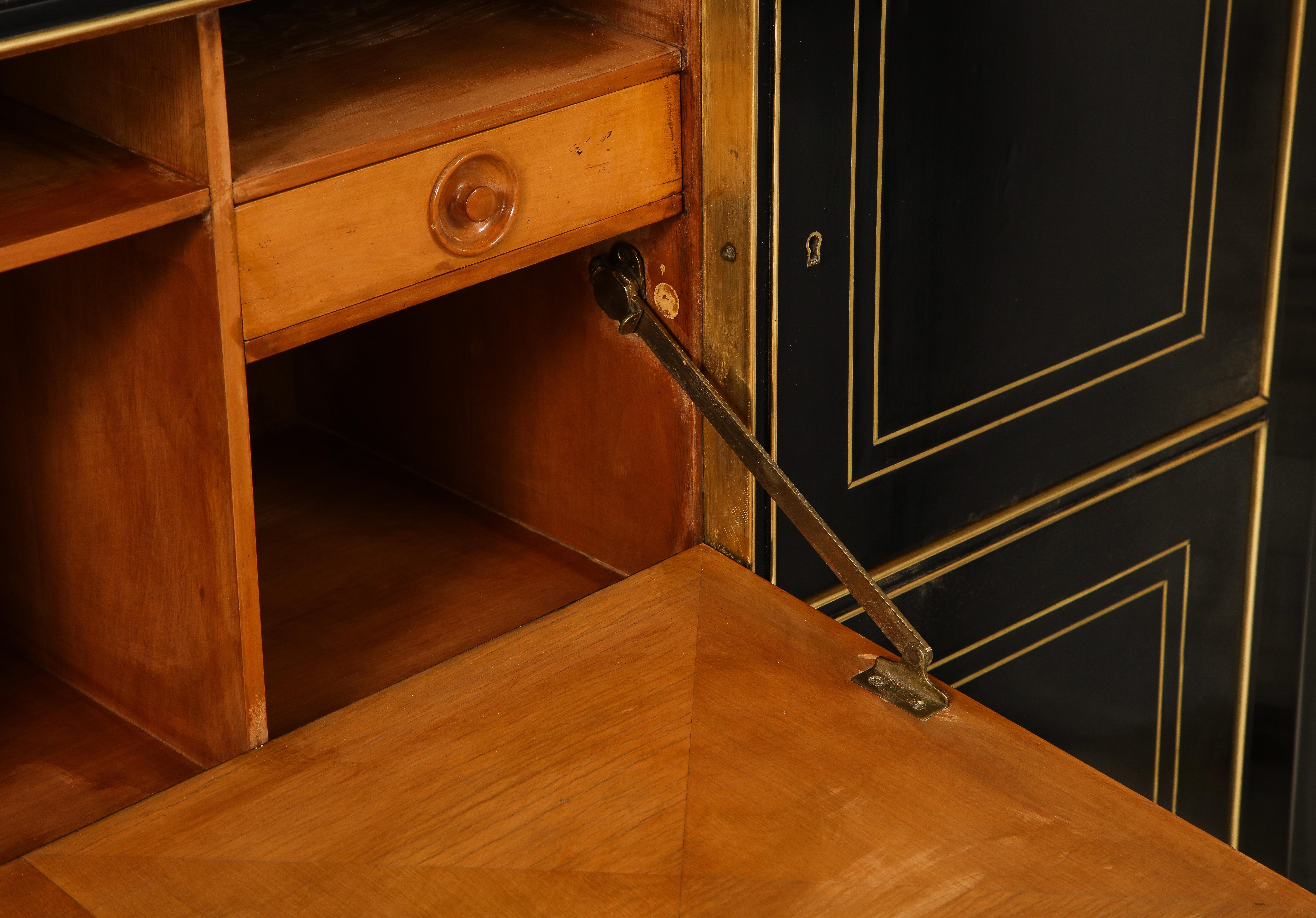 Ebonized Cabinet with Brass-Inlays on Tapered Legs 4