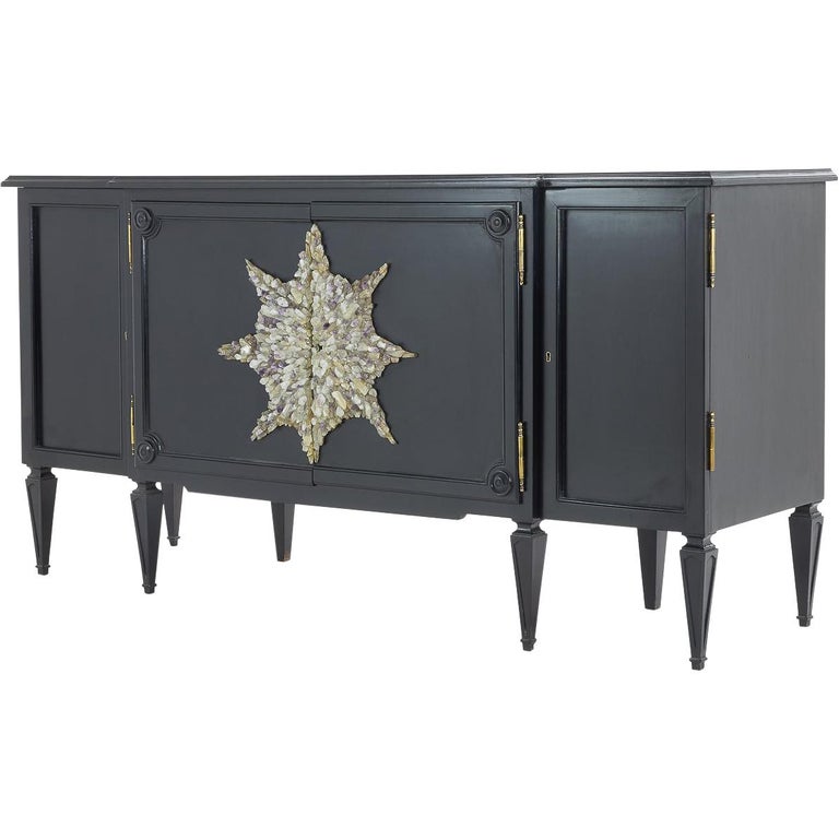 Ebonized Cabinet With Crystal Decoration At 1stdibs