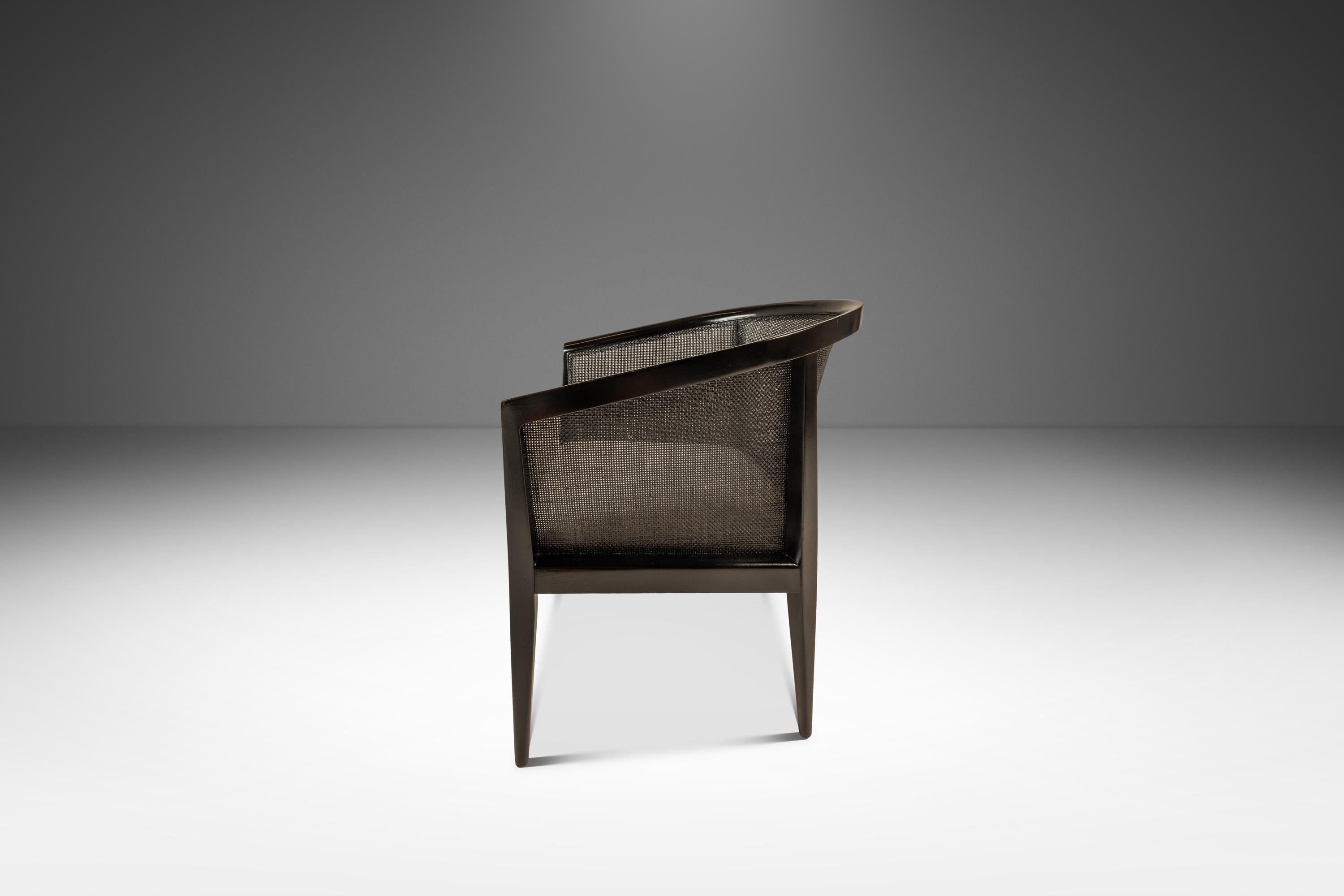 Mid-Century Modern Chaise longue à dossier en cannage ébonisé en noyer, Kipp Stewart, Directional, États-Unis, 1950 en vente