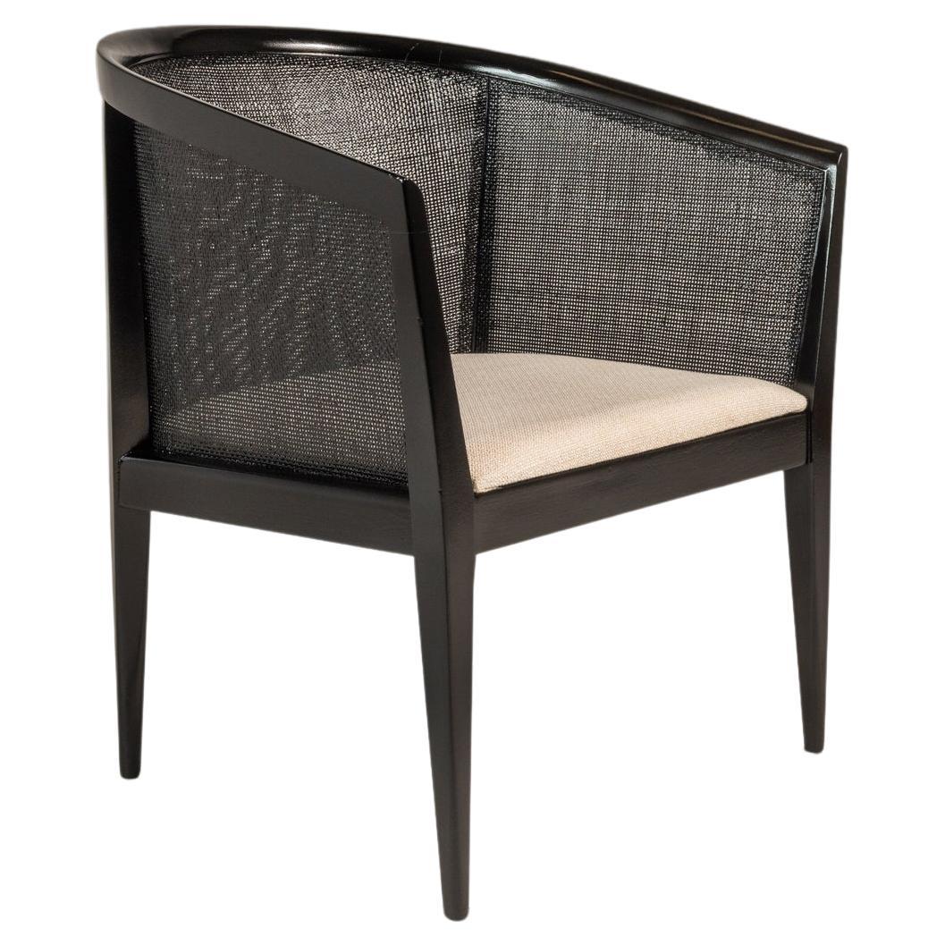 Chaise longue à dossier en cannage ébonisé en noyer, Kipp Stewart, Directional, États-Unis, 1950 en vente