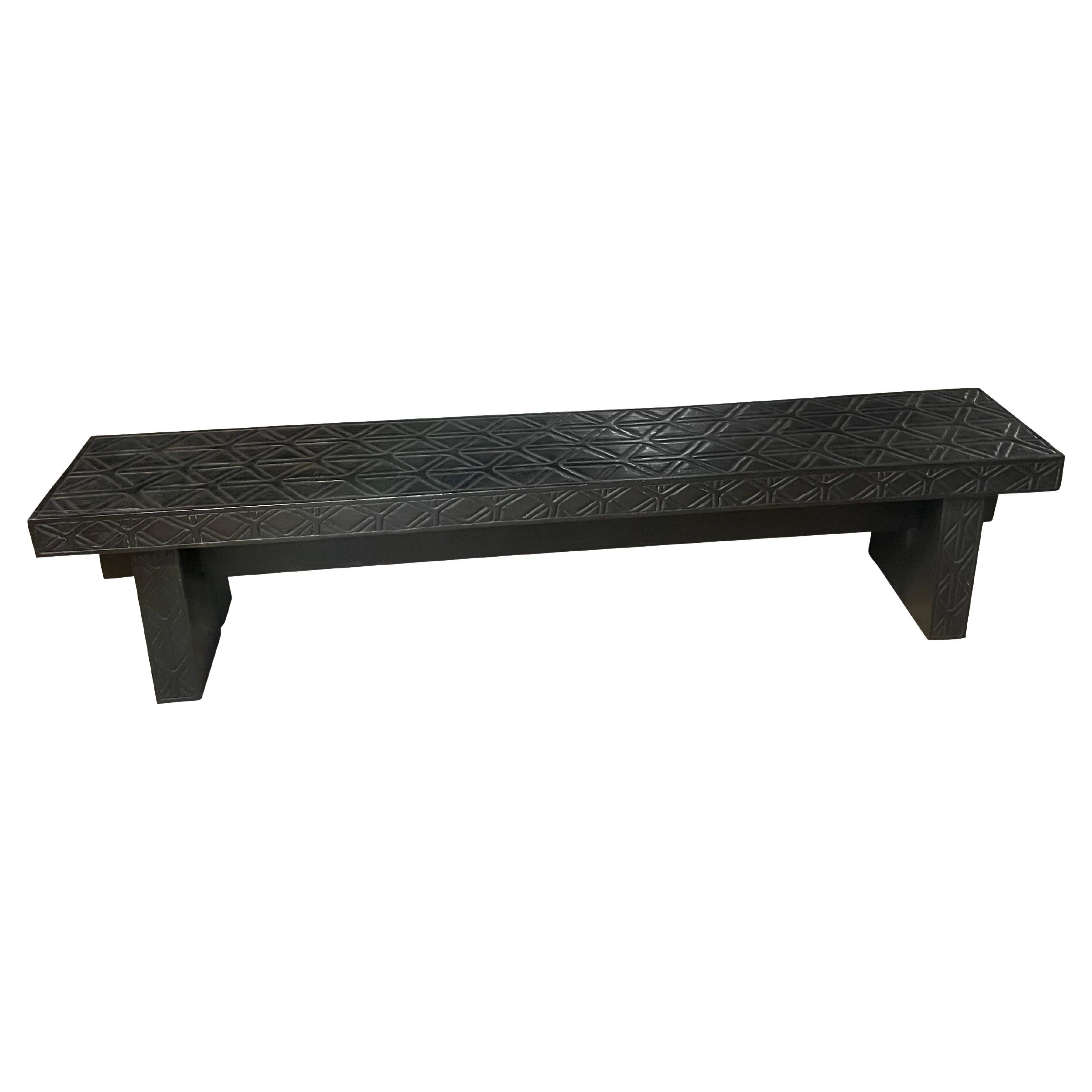 Ebonized Carved Bench, Indonesia, Contemporary For Sale