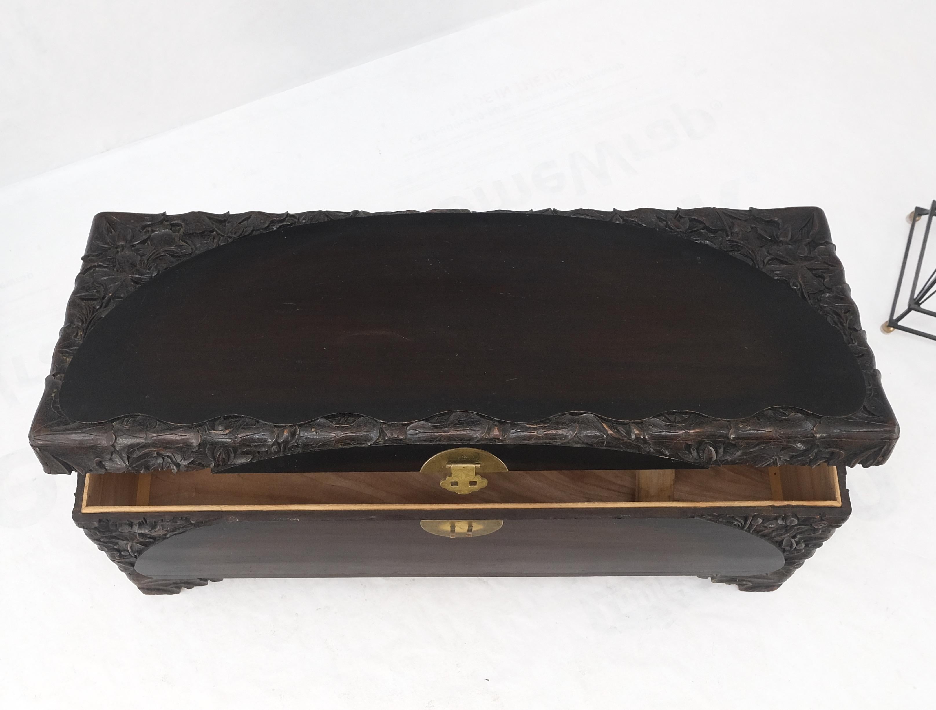 Ebonized Carved Teak Cedar Lined Brass Latch c. 1920s Trunk Hope Chest CLEAN! For Sale 4