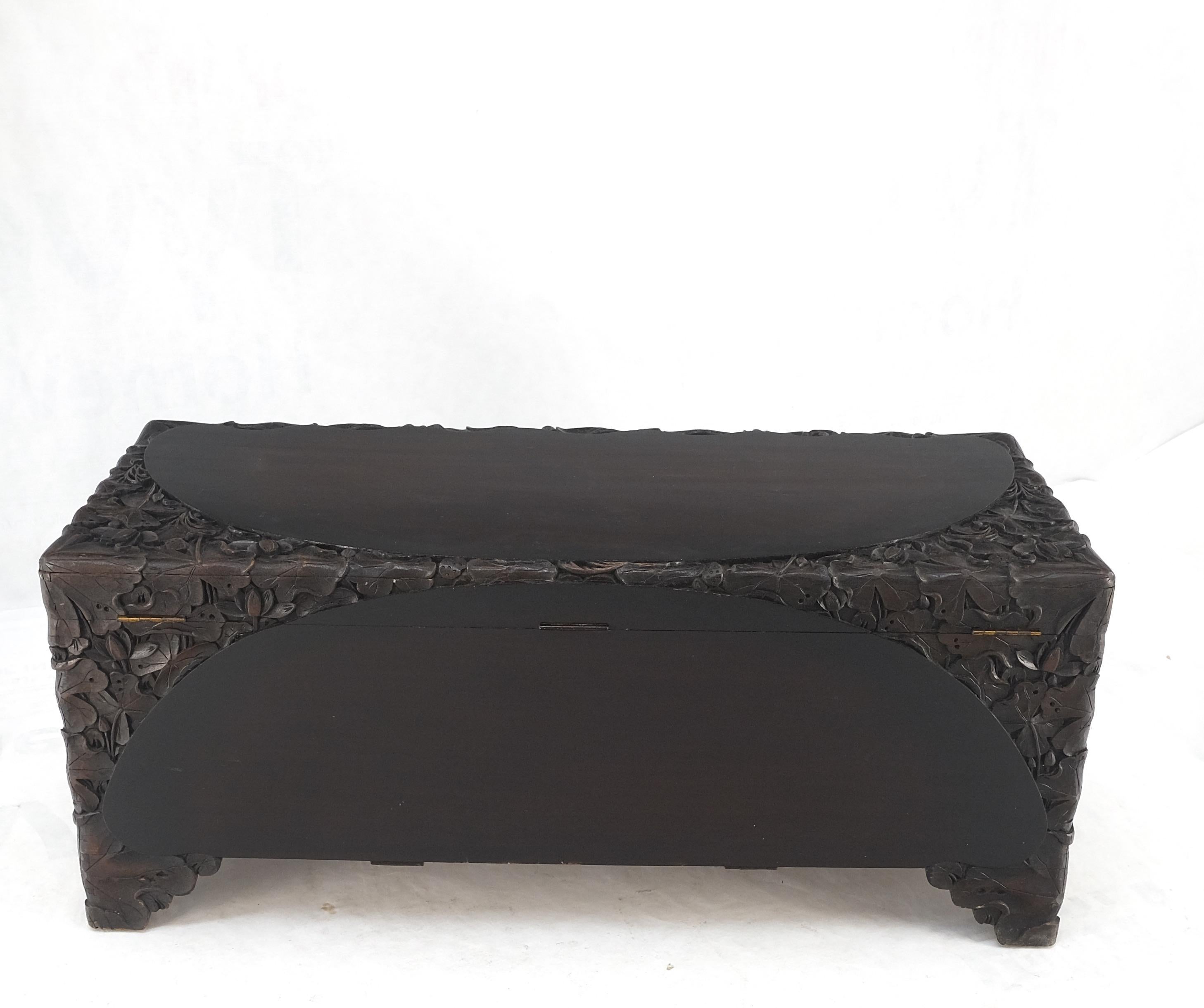 Ebonized Carved Teak Cedar Lined Brass Latch c. 1920s Trunk Hope Chest CLEAN! For Sale 11