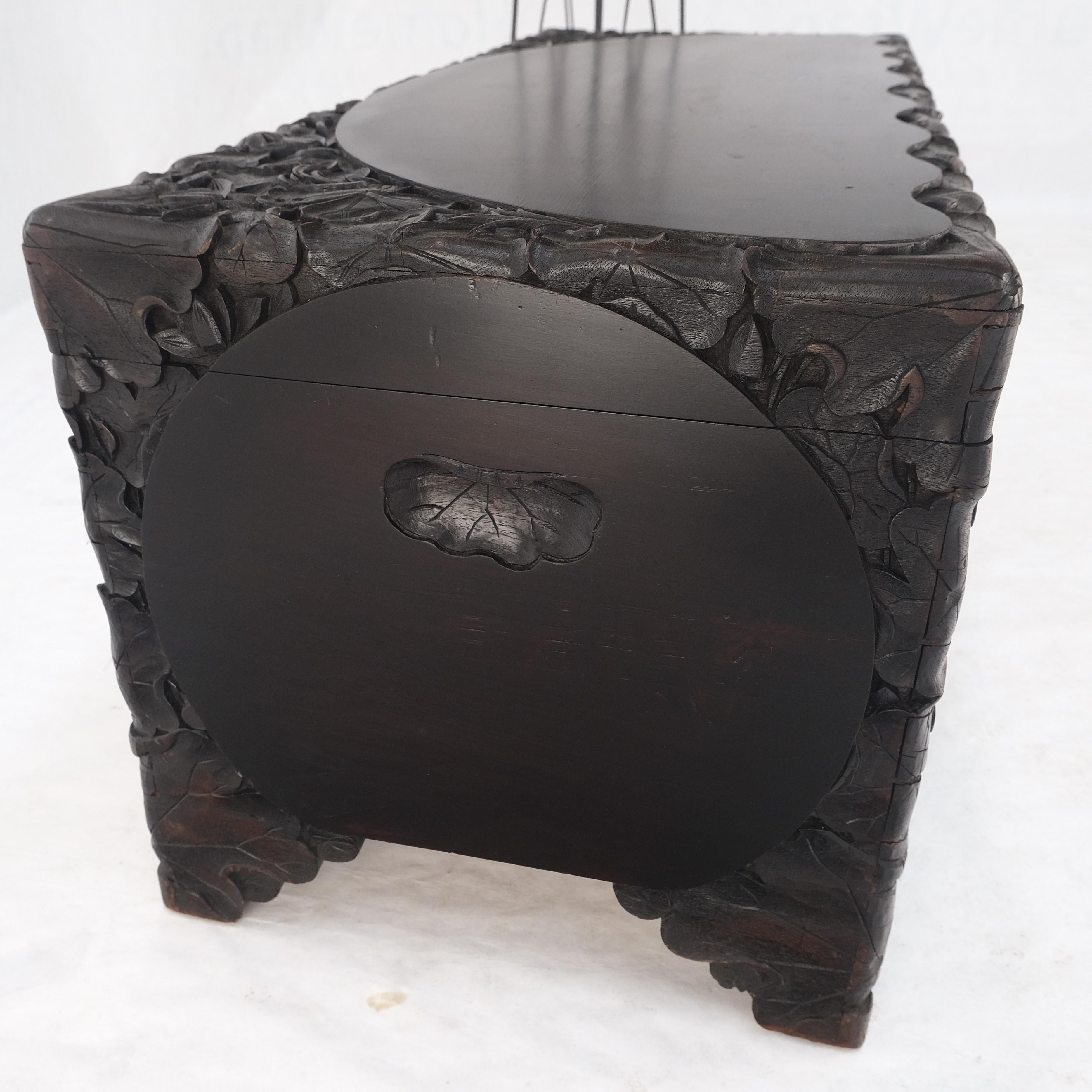 Ebonized Carved Teak Cedar Lined Brass Latch c. 1920s Trunk Hope Chest CLEAN! For Sale 12