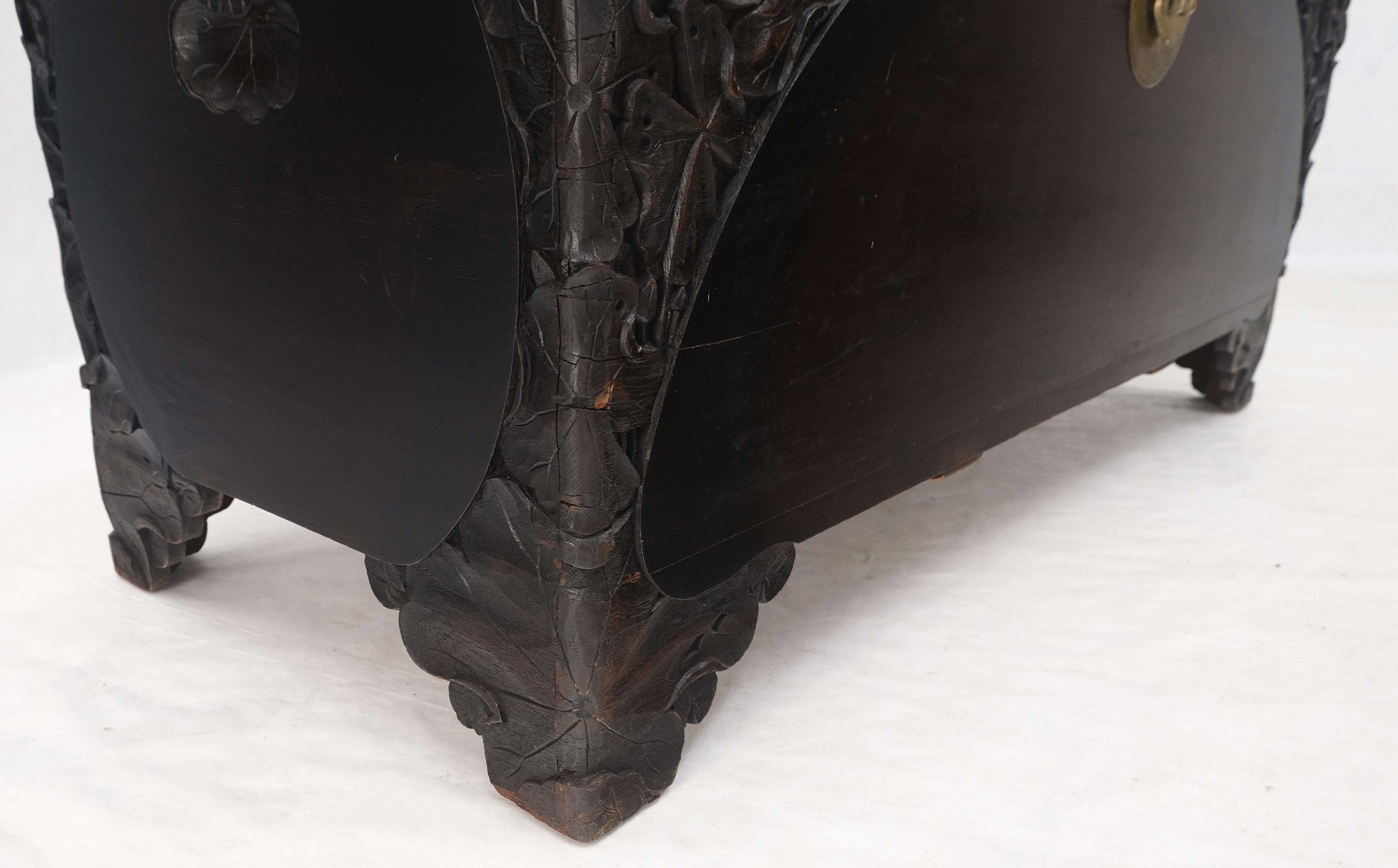 Ebonized Carved Teak Cedar Lined Brass Latch c. 1920s Trunk Hope Chest CLEAN! For Sale 2