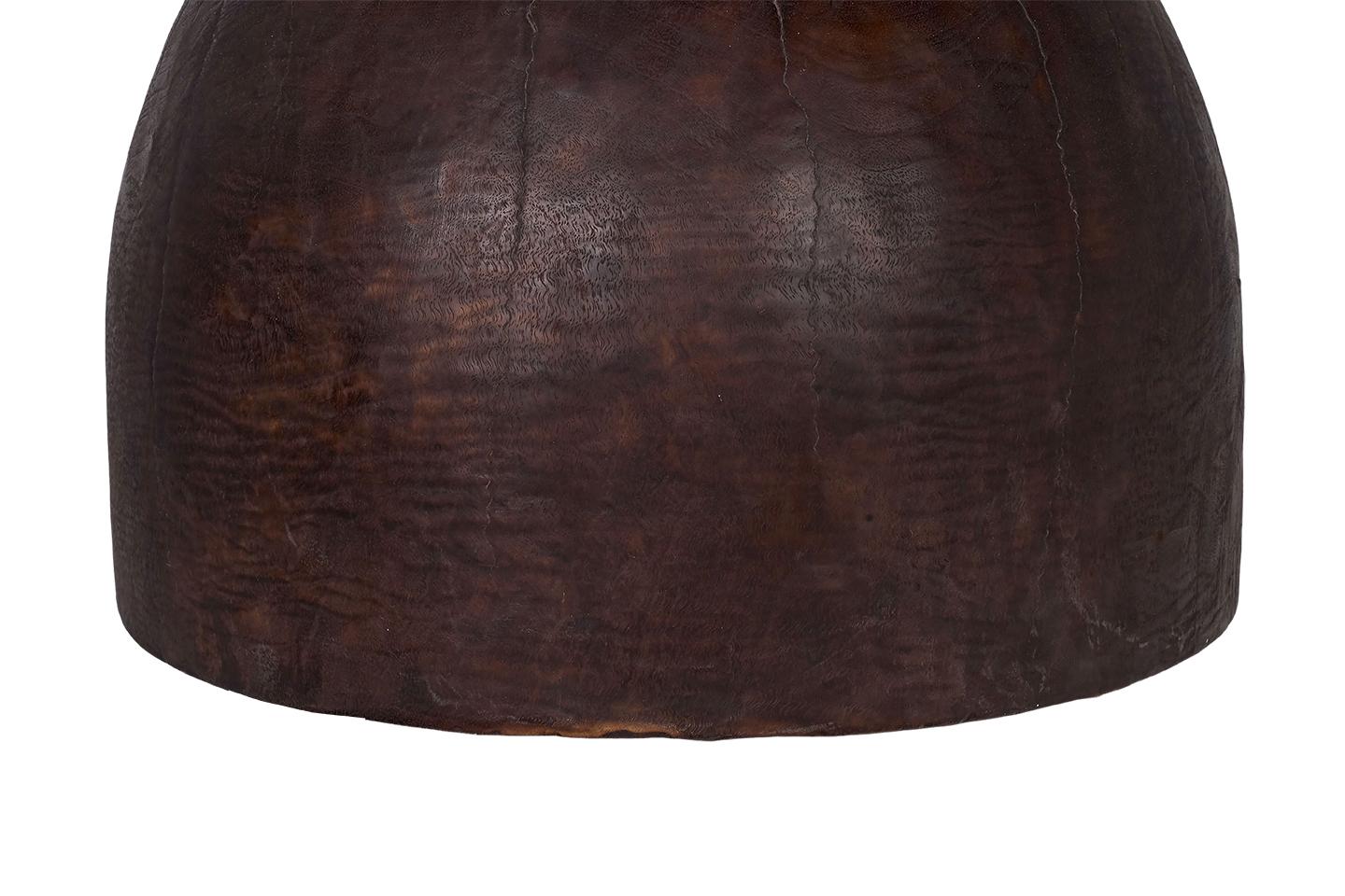 Organic Modern Ebonized Carved Wood Side Table For Sale