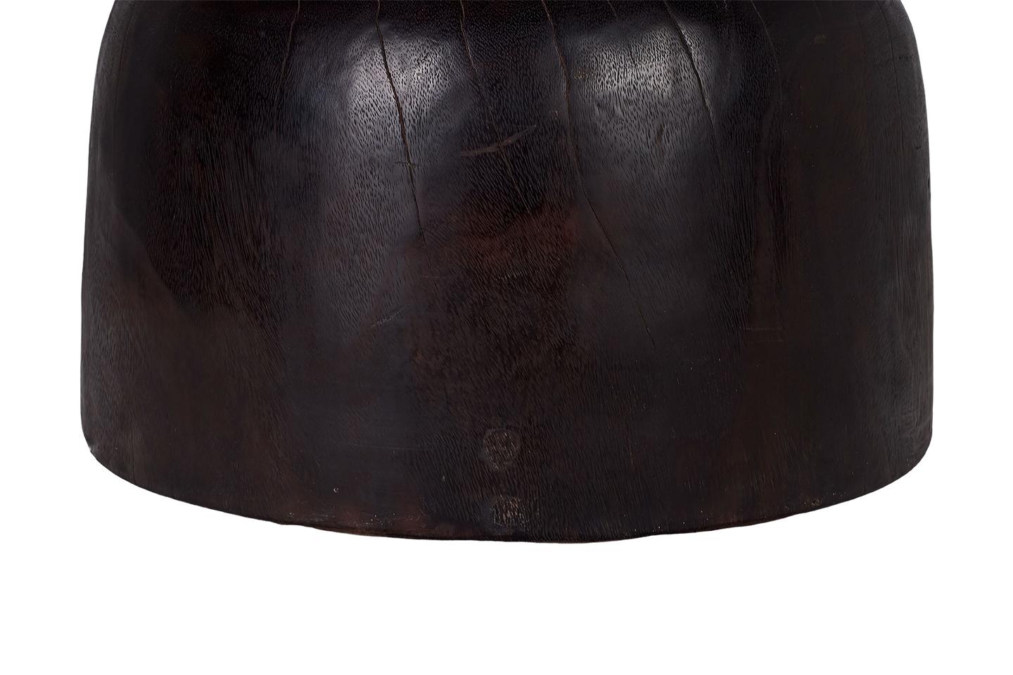 Organic Modern Ebonized Carved Wood Side Table For Sale