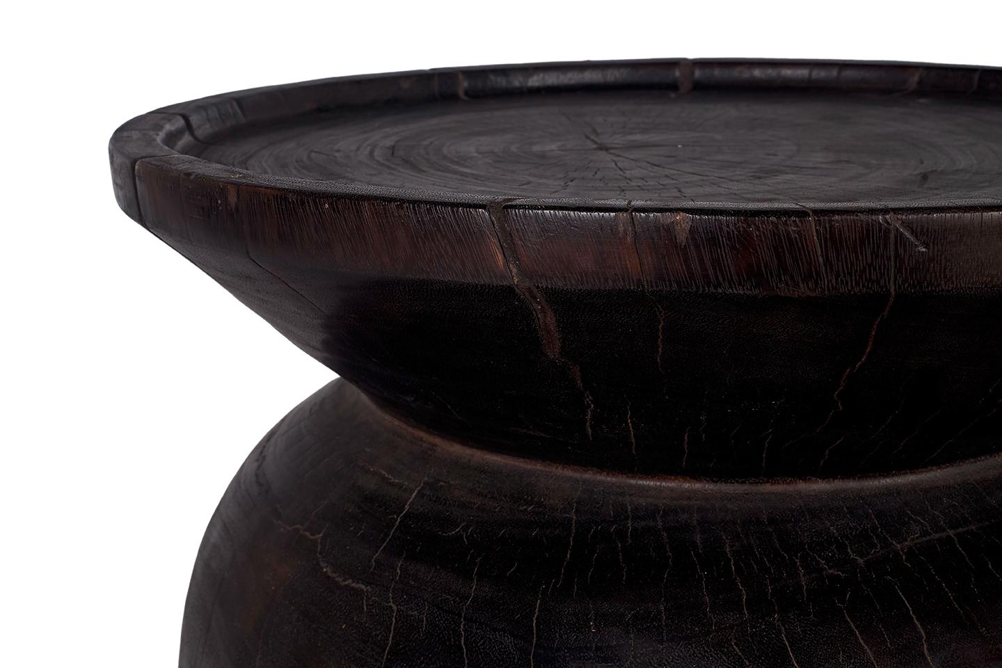 Ebonized Carved Wood Side Table In Good Condition For Sale In Dallas, TX