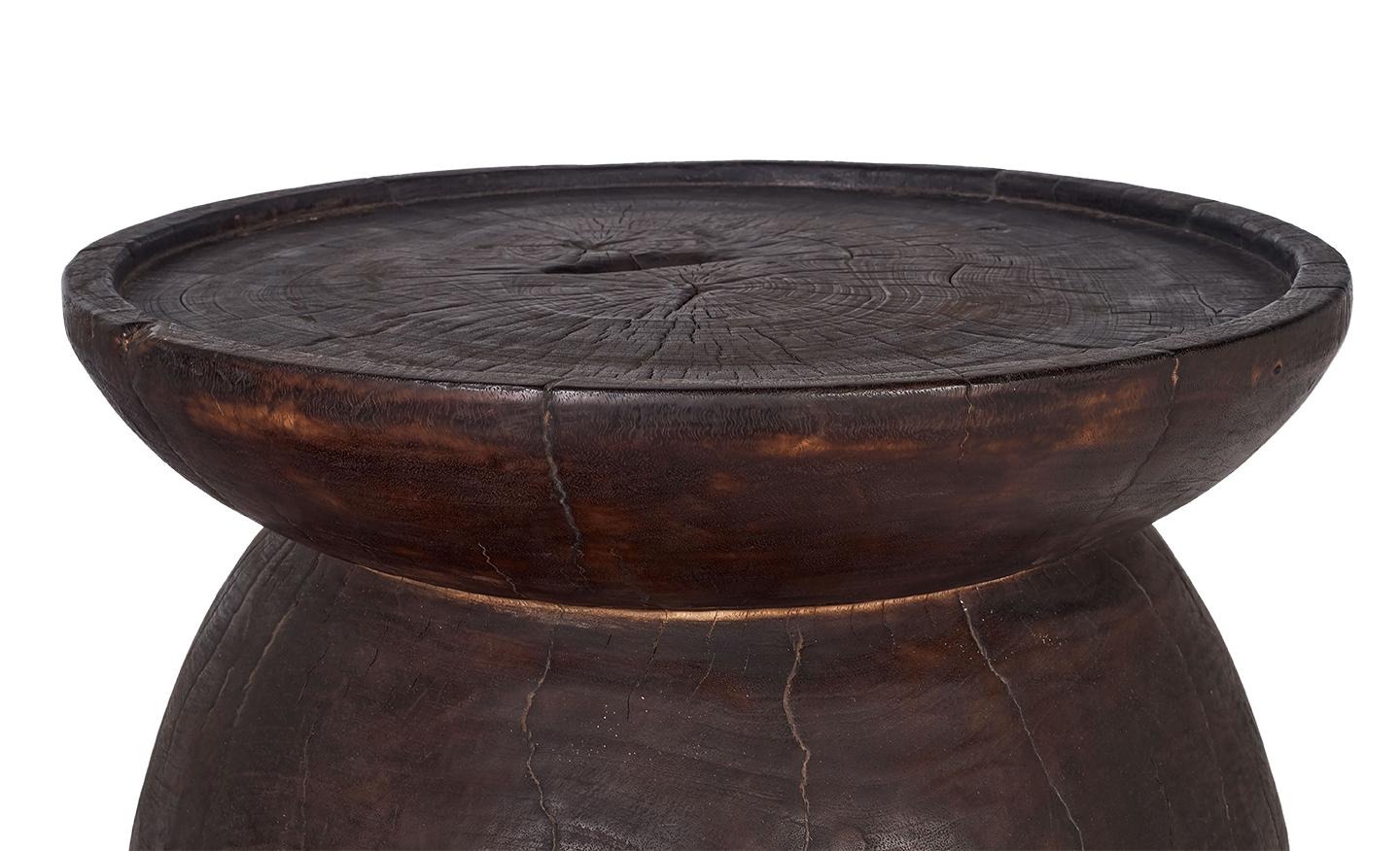 20th Century Ebonized Carved Wood Side Table For Sale