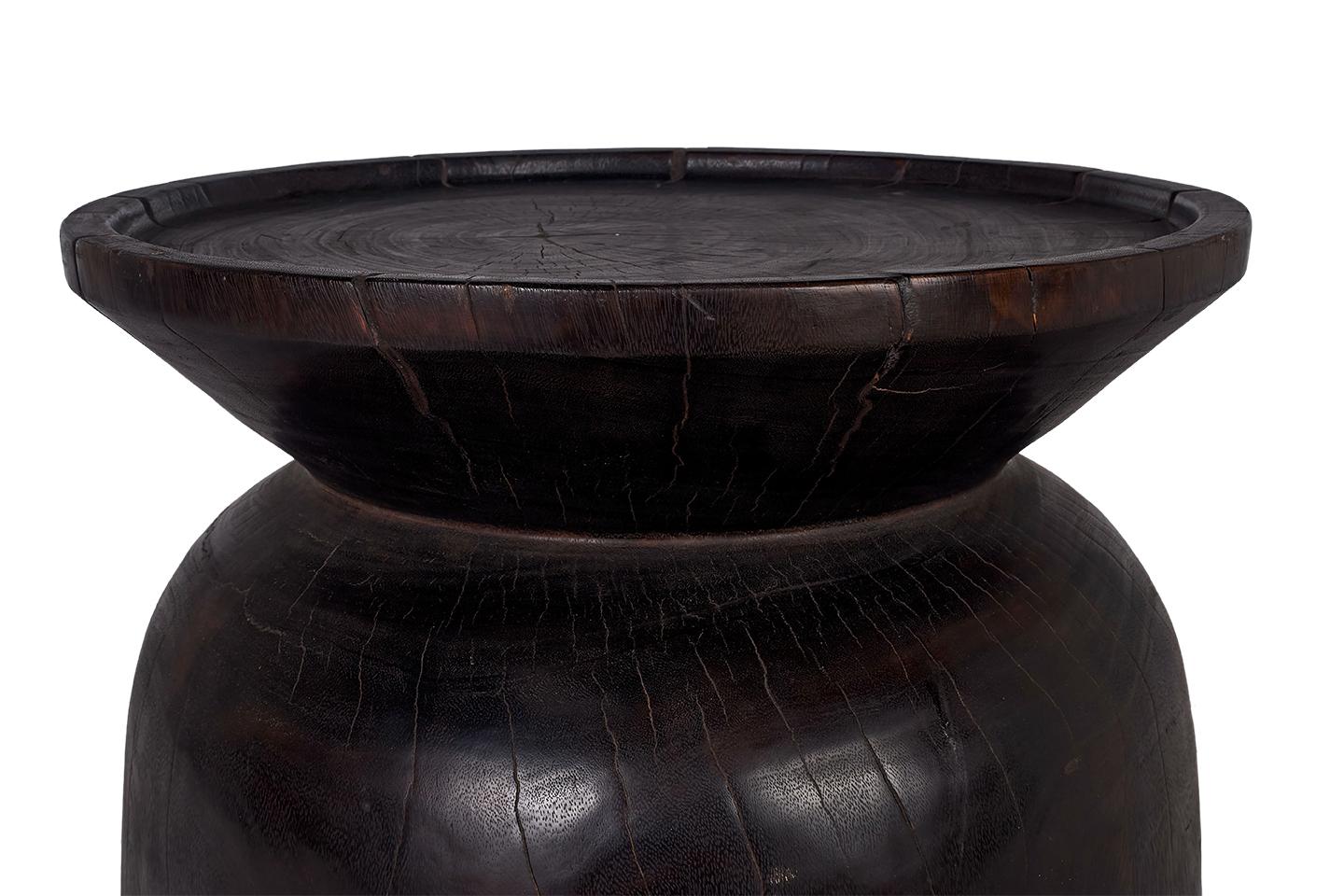 20th Century Ebonized Carved Wood Side Table For Sale