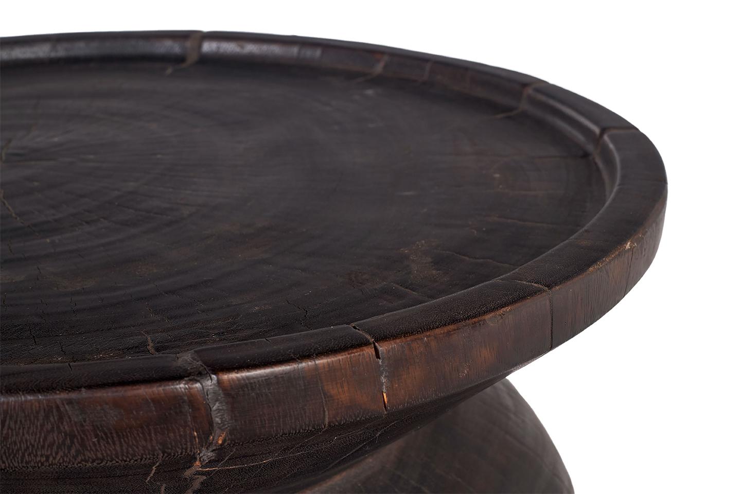 Ebonized Carved Wood Side Table For Sale 2