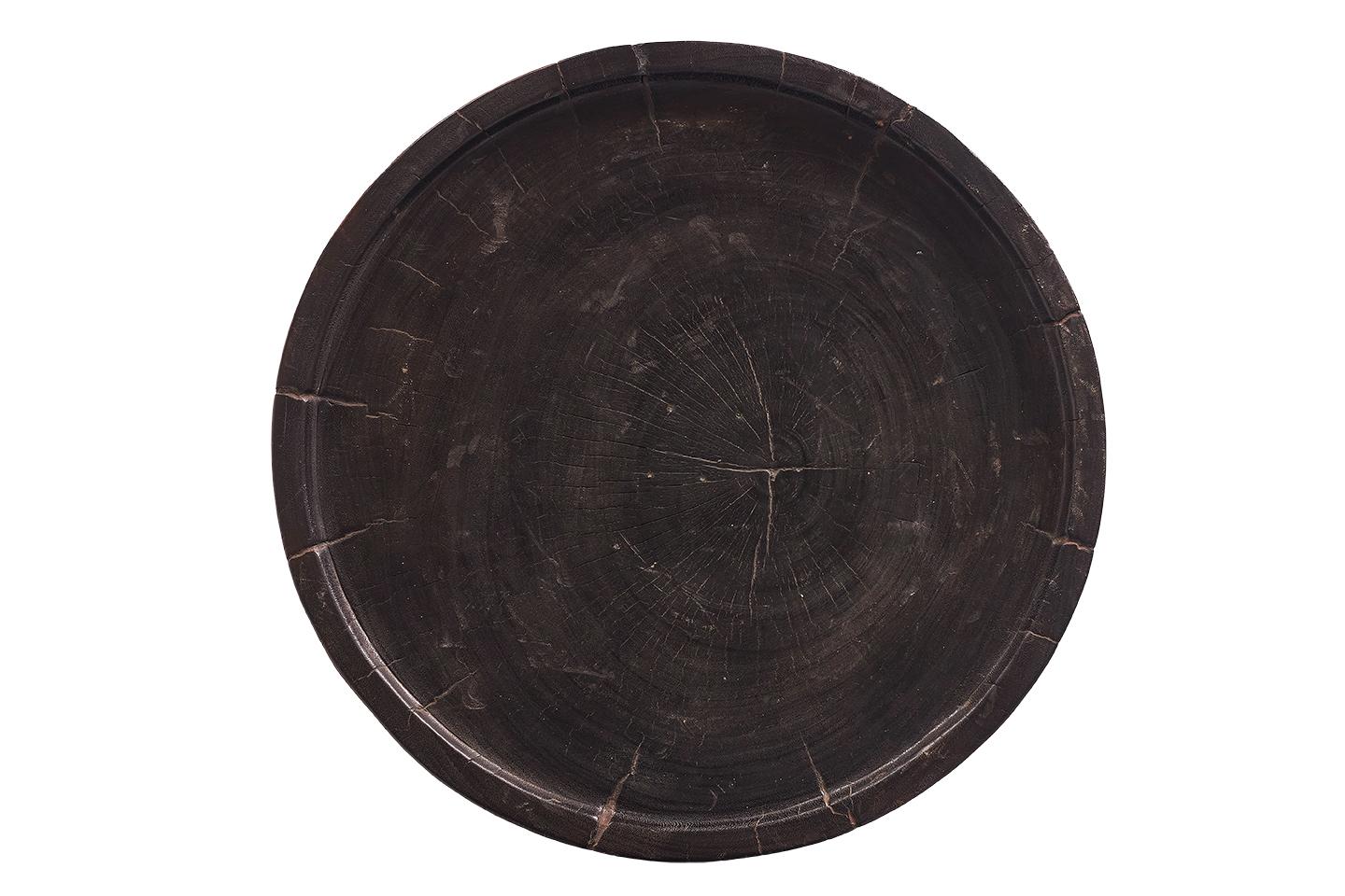 Ebonized Carved Wood Side Table For Sale 4