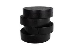 Ebonized Carved Wood Side Table in Stacked Design