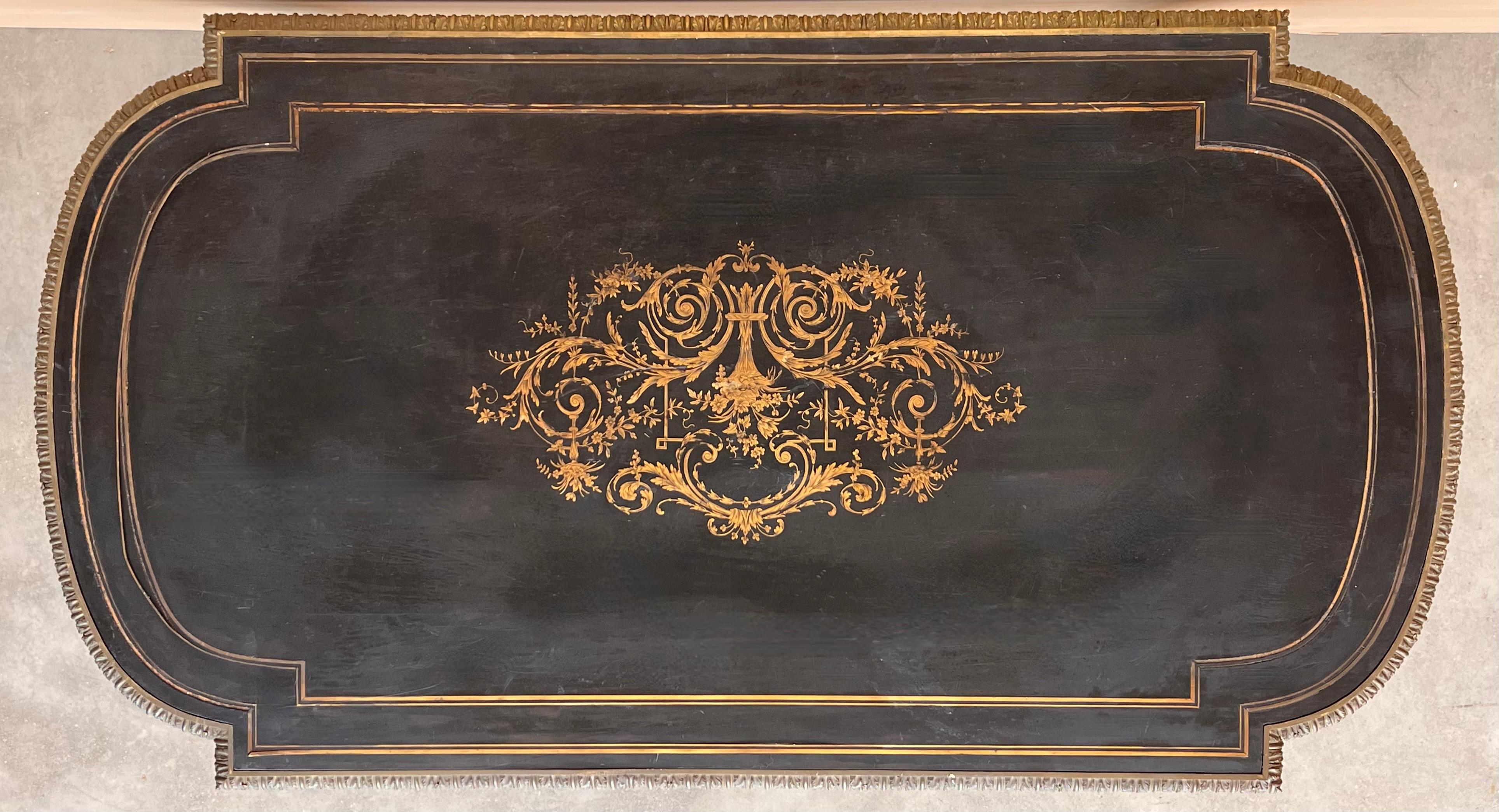 Ebonized Center or Writing Desk Table, Napoleon III Period For Sale 3