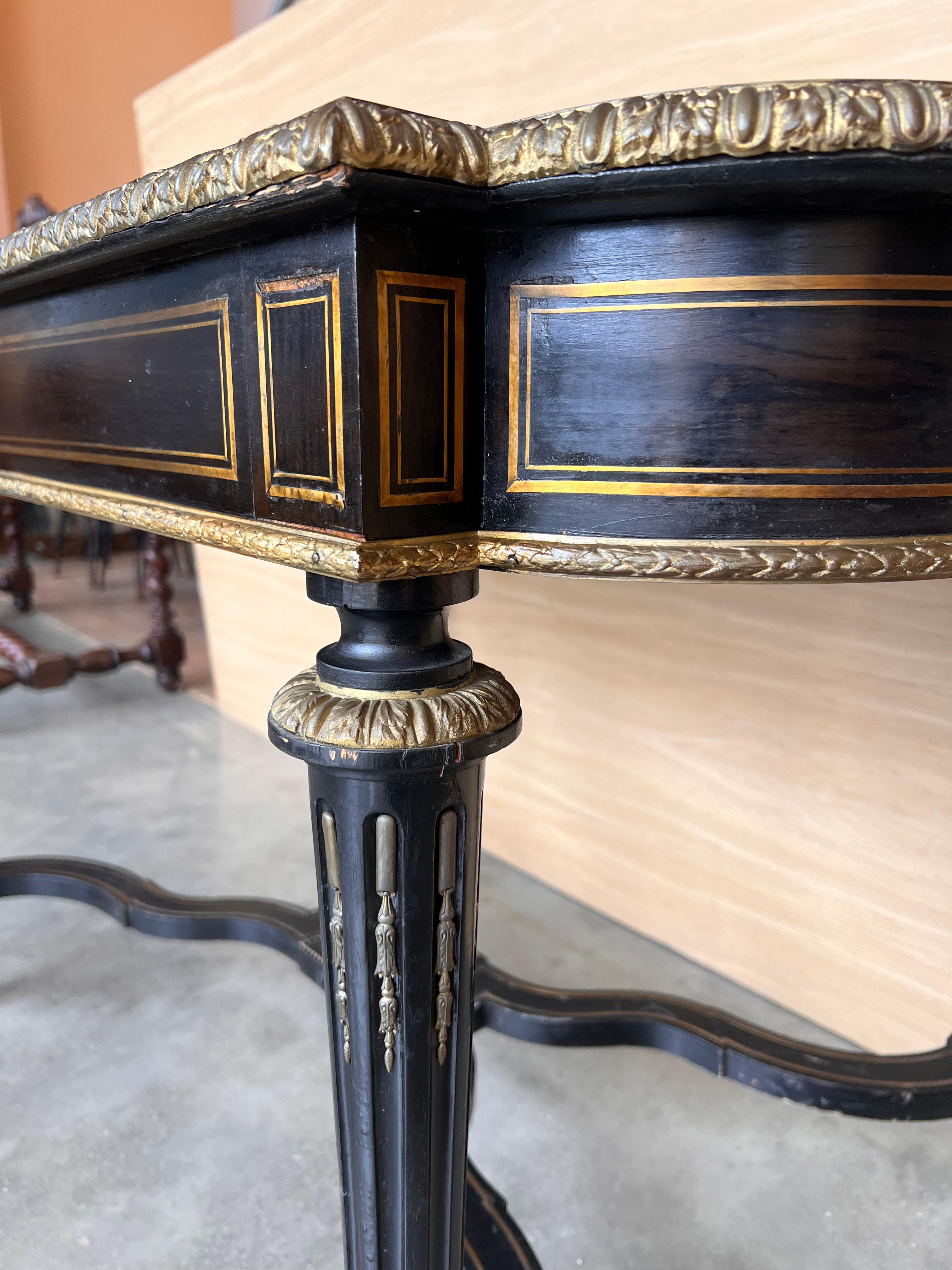 Ebonized Center or Writing Desk Table, Napoleon III Period For Sale 4