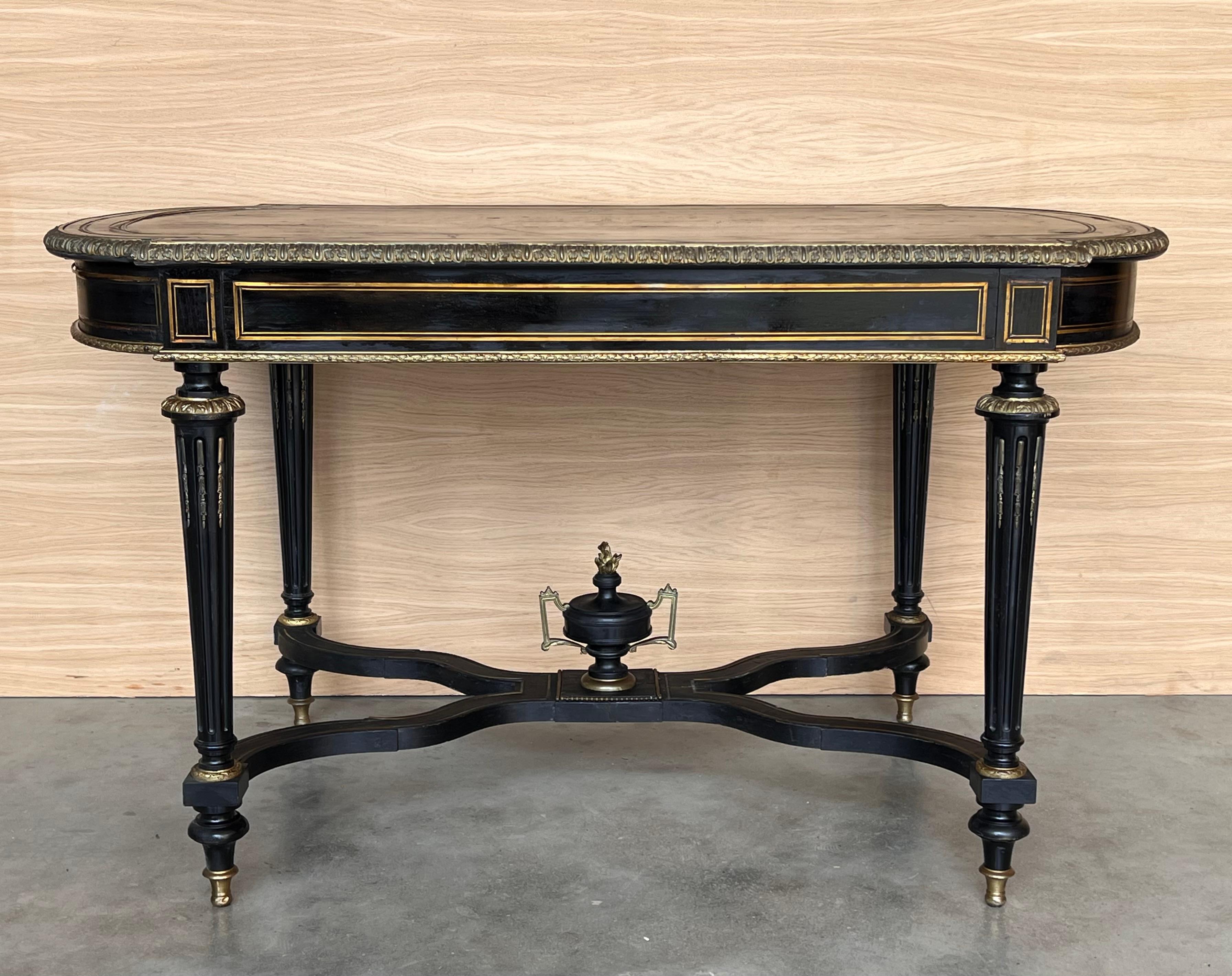 Ebonized Center or Writing Desk Table, Napoleon III Period For Sale 7