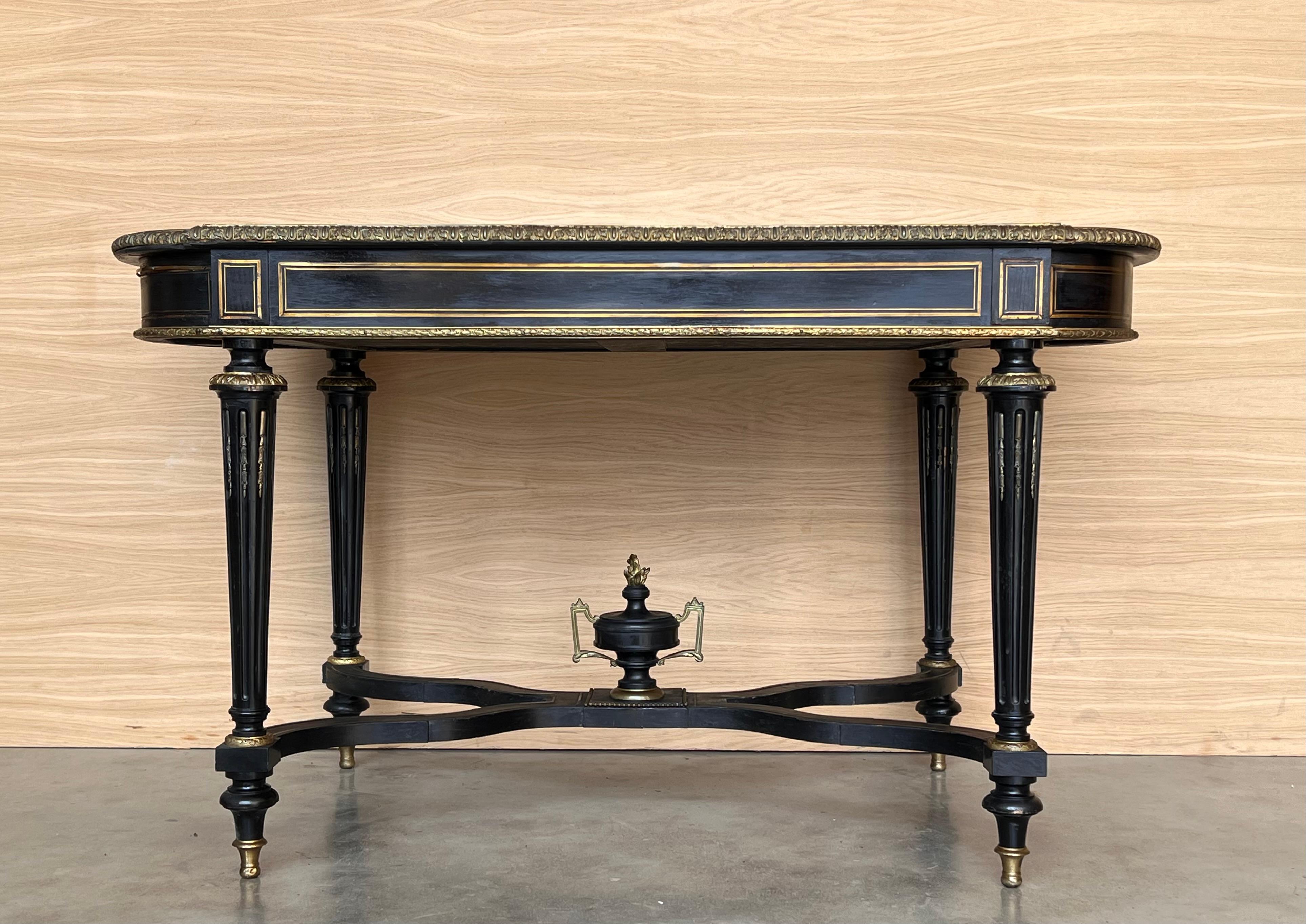 Ebonized Center or Writing Desk Table, Napoleon III Period For Sale 9