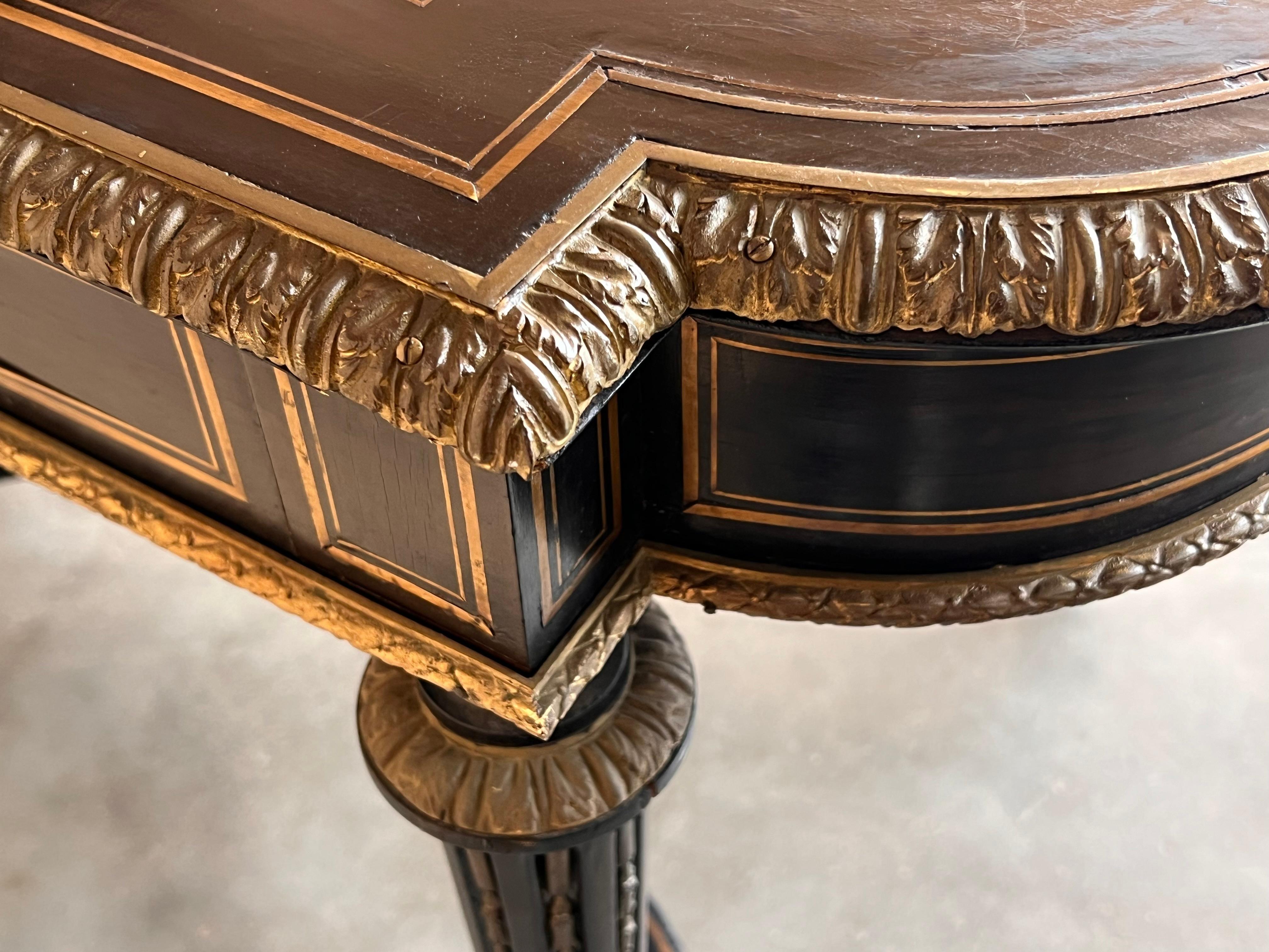 Ebonized Center or Writing Desk Table, Napoleon III Period In Good Condition For Sale In Miami, FL