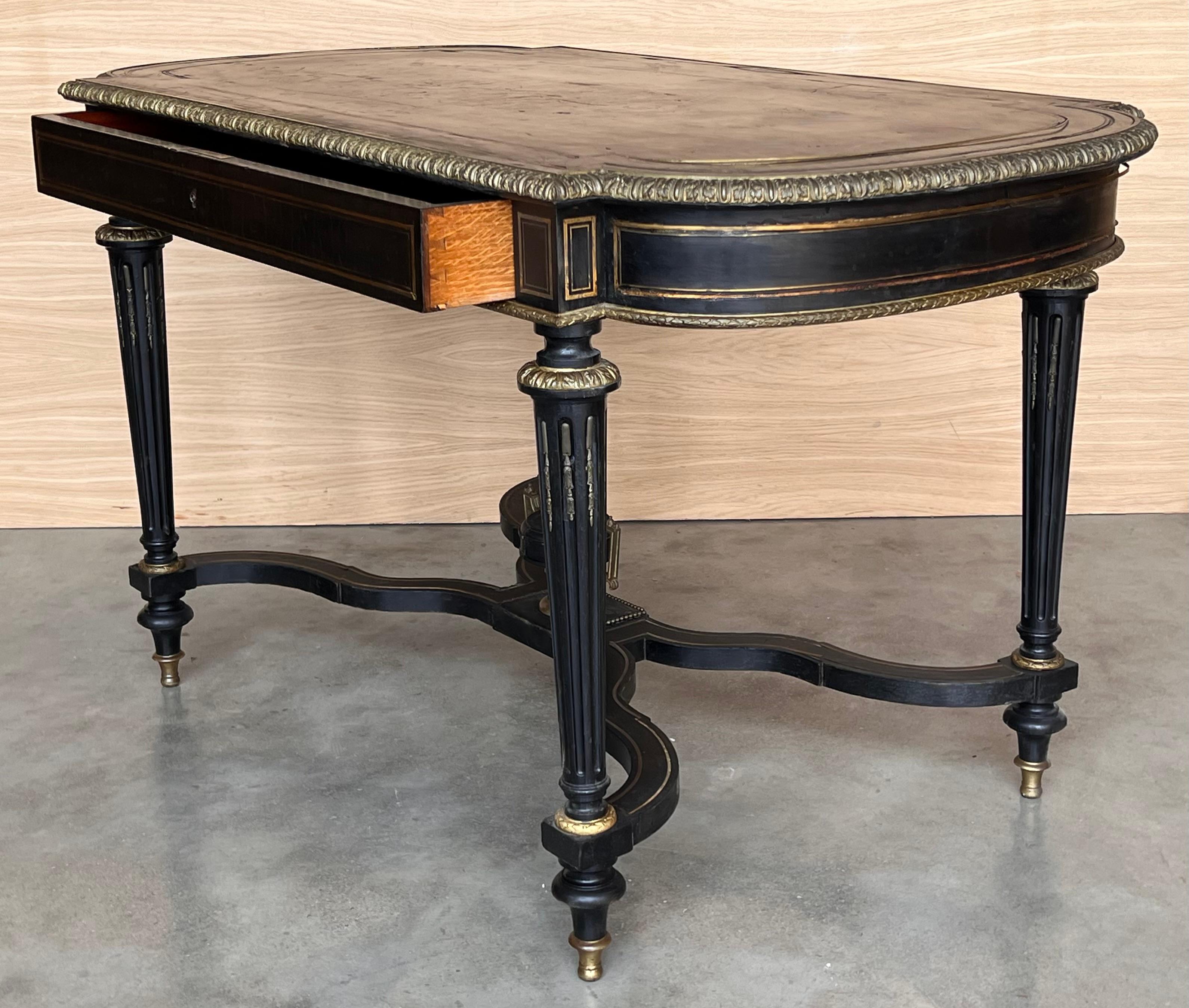 Ebonized Center or Writing Desk Table, Napoleon III Period For Sale 1
