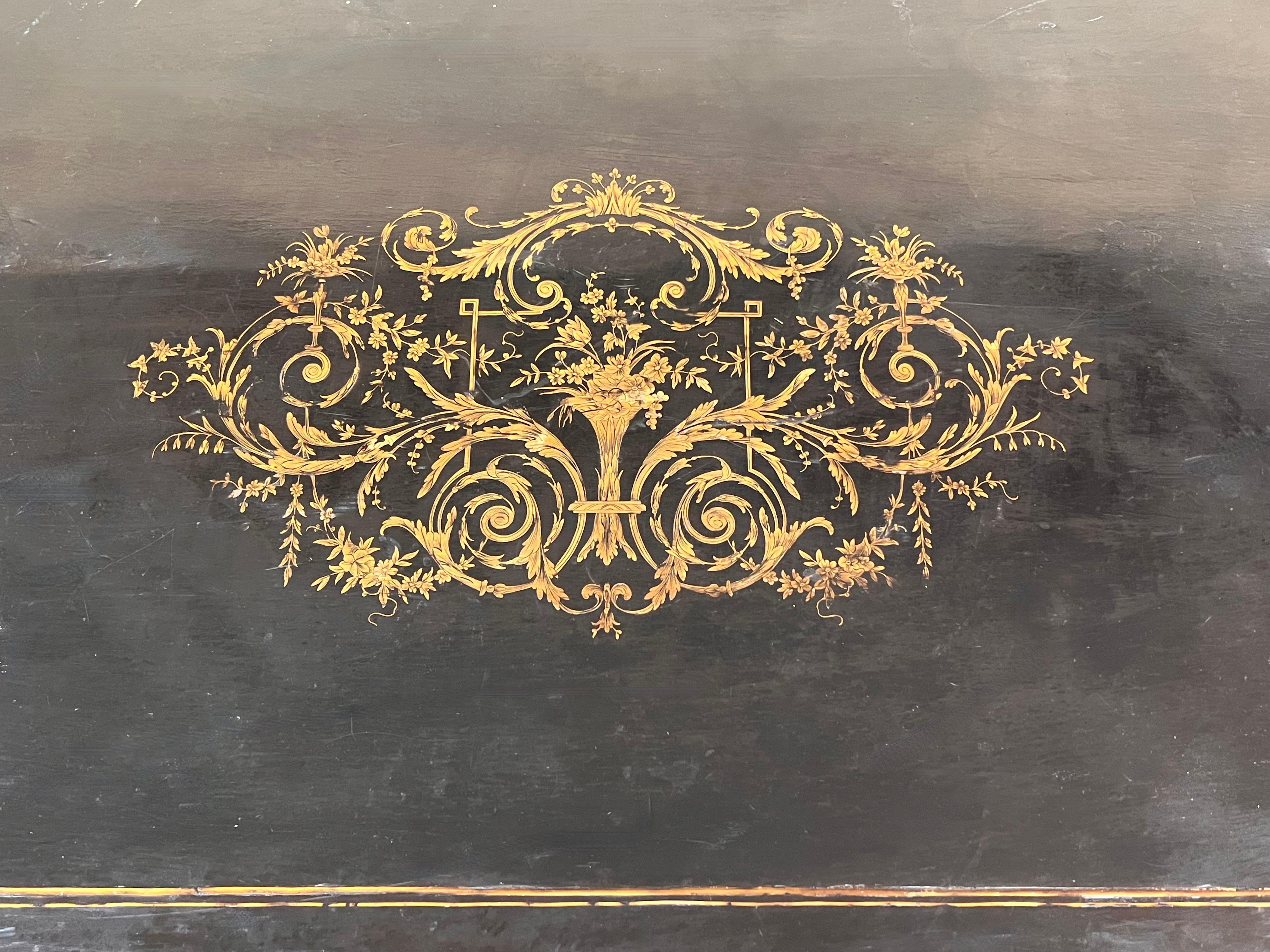 Ebonized Center or Writing Desk Table, Napoleon III Period For Sale 2