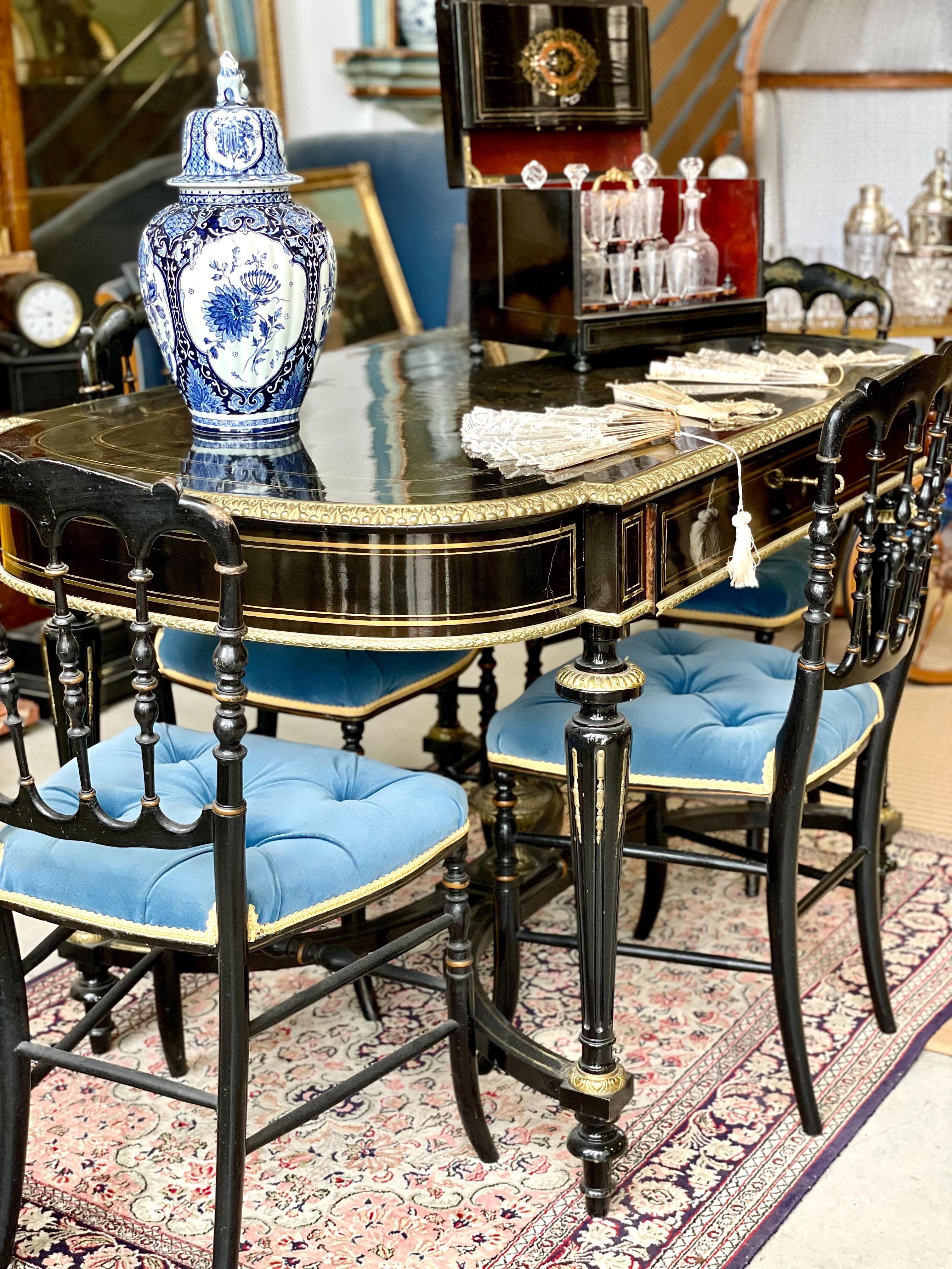 French Napoleon III Period Ebonized Desk, 1870s For Sale 2