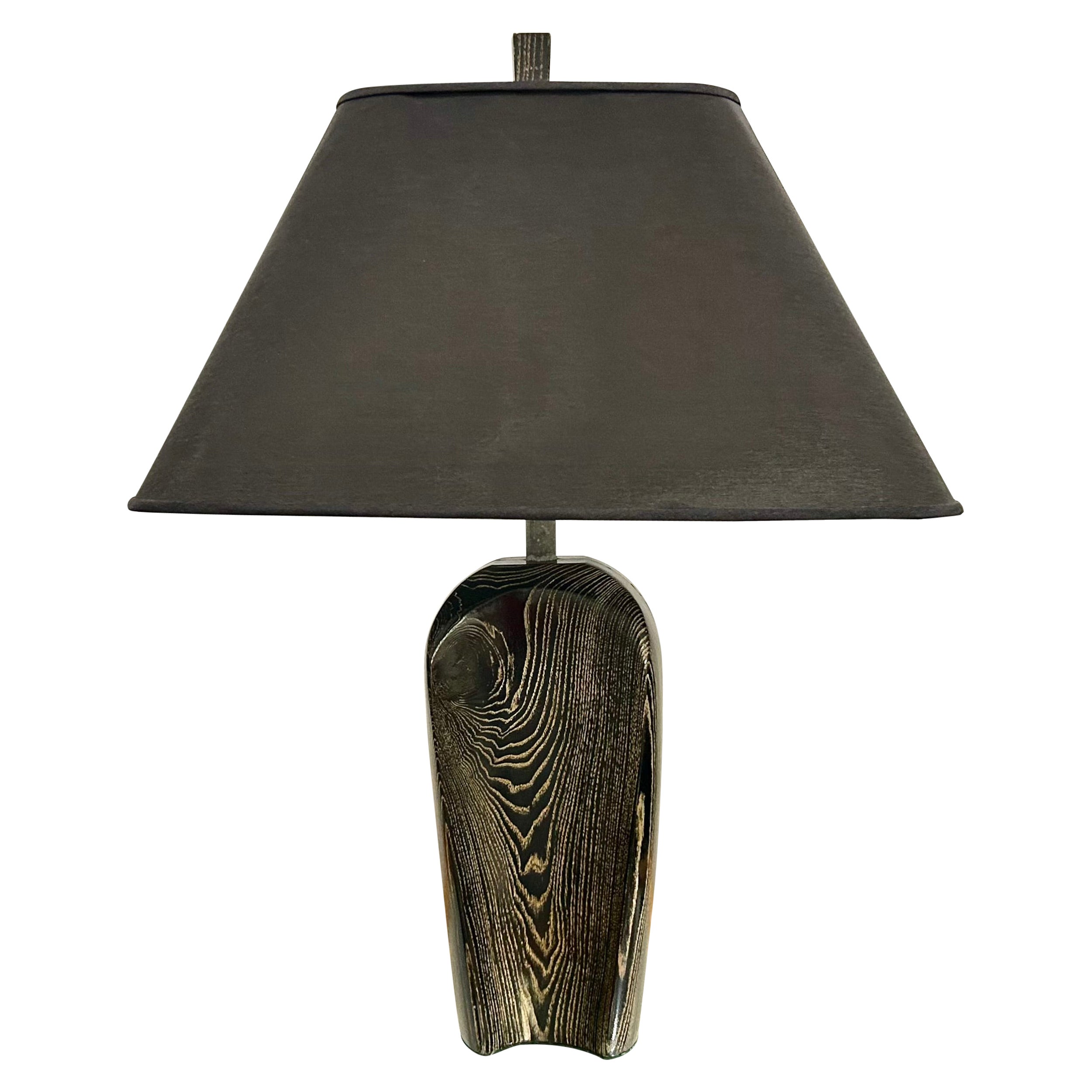 Tischlampe aus ebonisierter, keramisierter Eiche, USA 1970er im Angebot