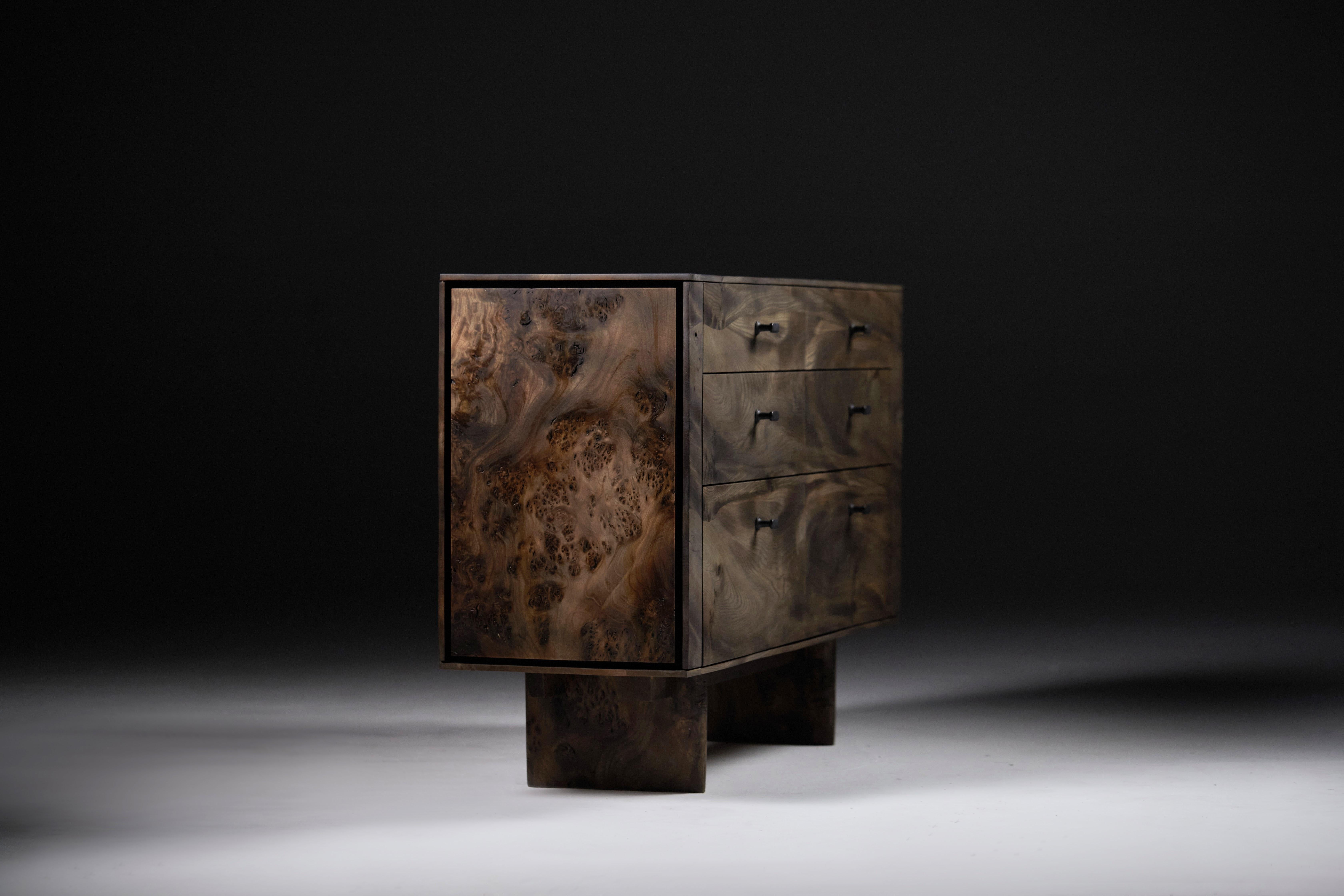 Ebonized Chest of Drawers in Scottish Elm by Jonathan Field. Unique In New Condition For Sale In London, GB
