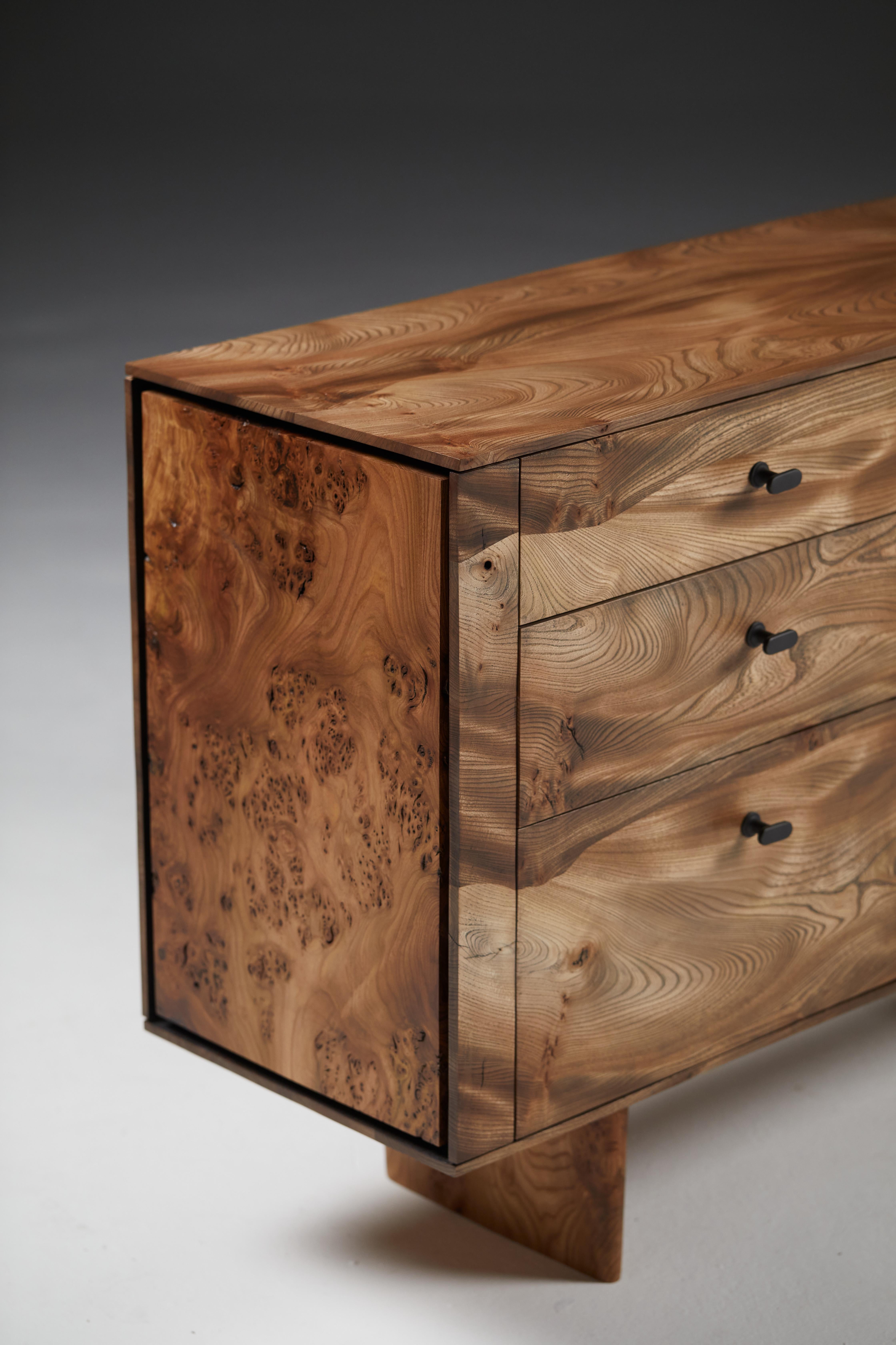 Ebonized Chest of Drawers in Scottish Elm by Jonathan Field. Unique For Sale 1