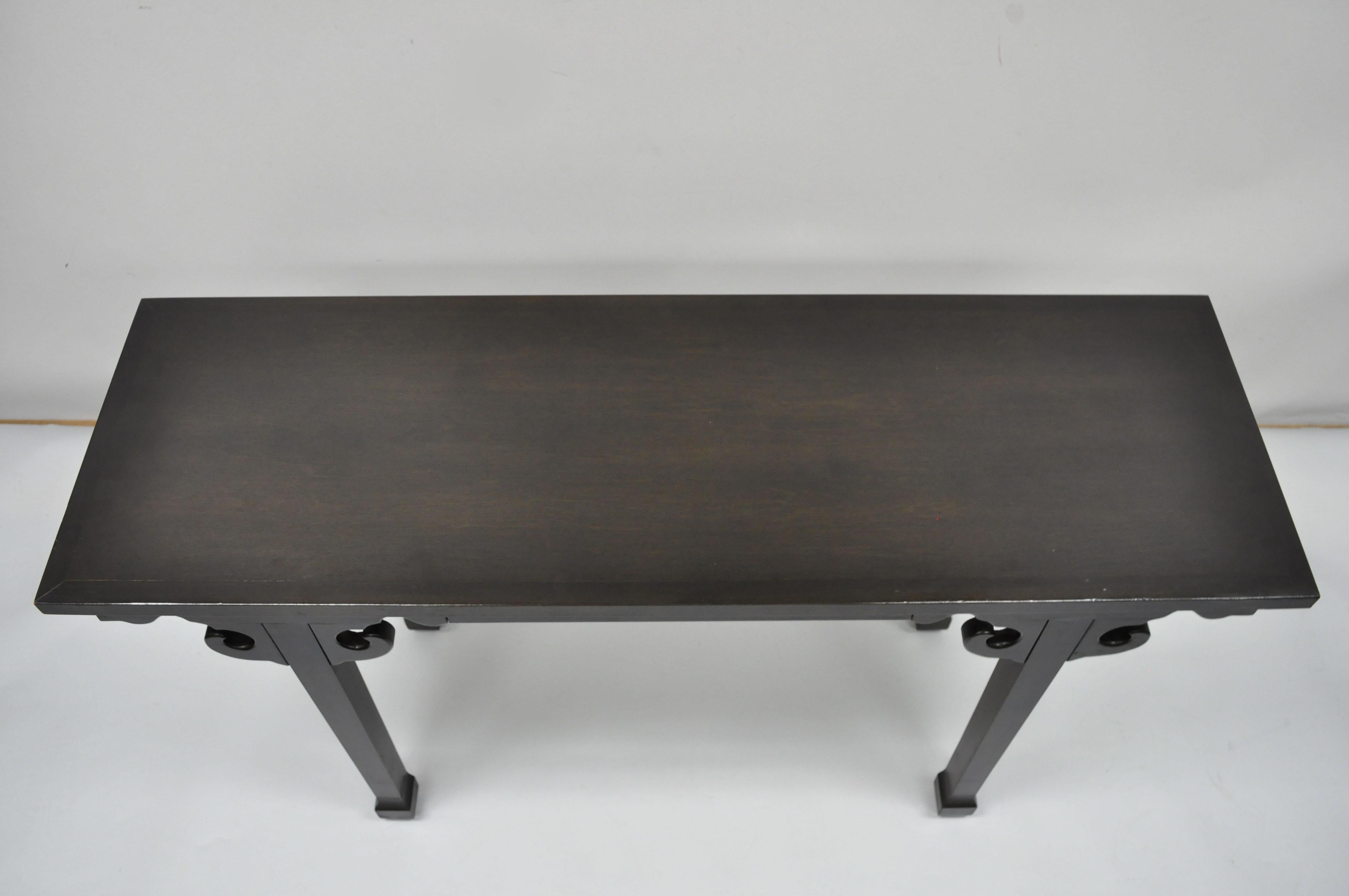 20th Century Ebonized Chinese Altar Table Hall Console James Mont Style Sofa Table 'B' For Sale