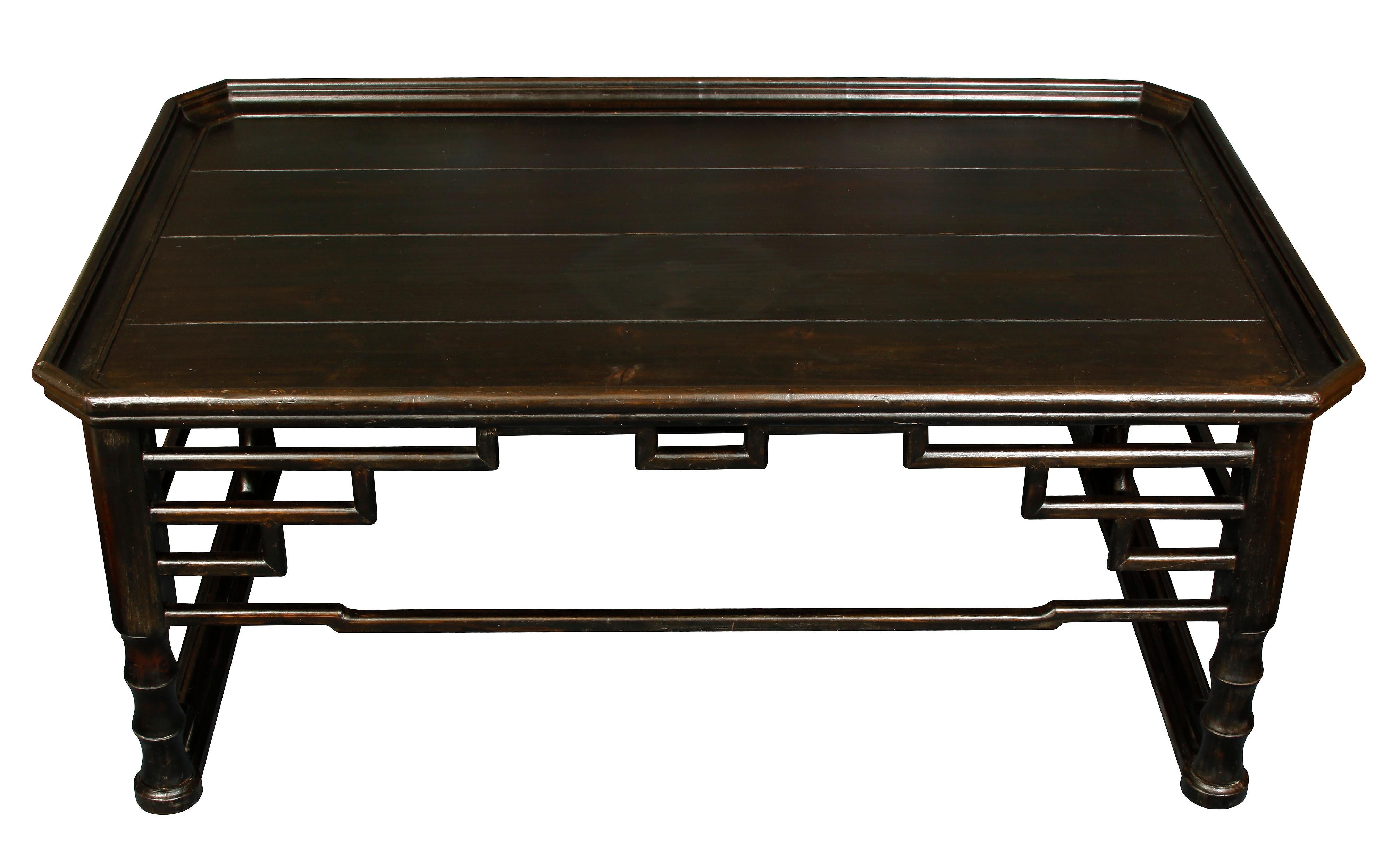 Chinoiserie Ebonized Chinese Fretwork Coffee Table