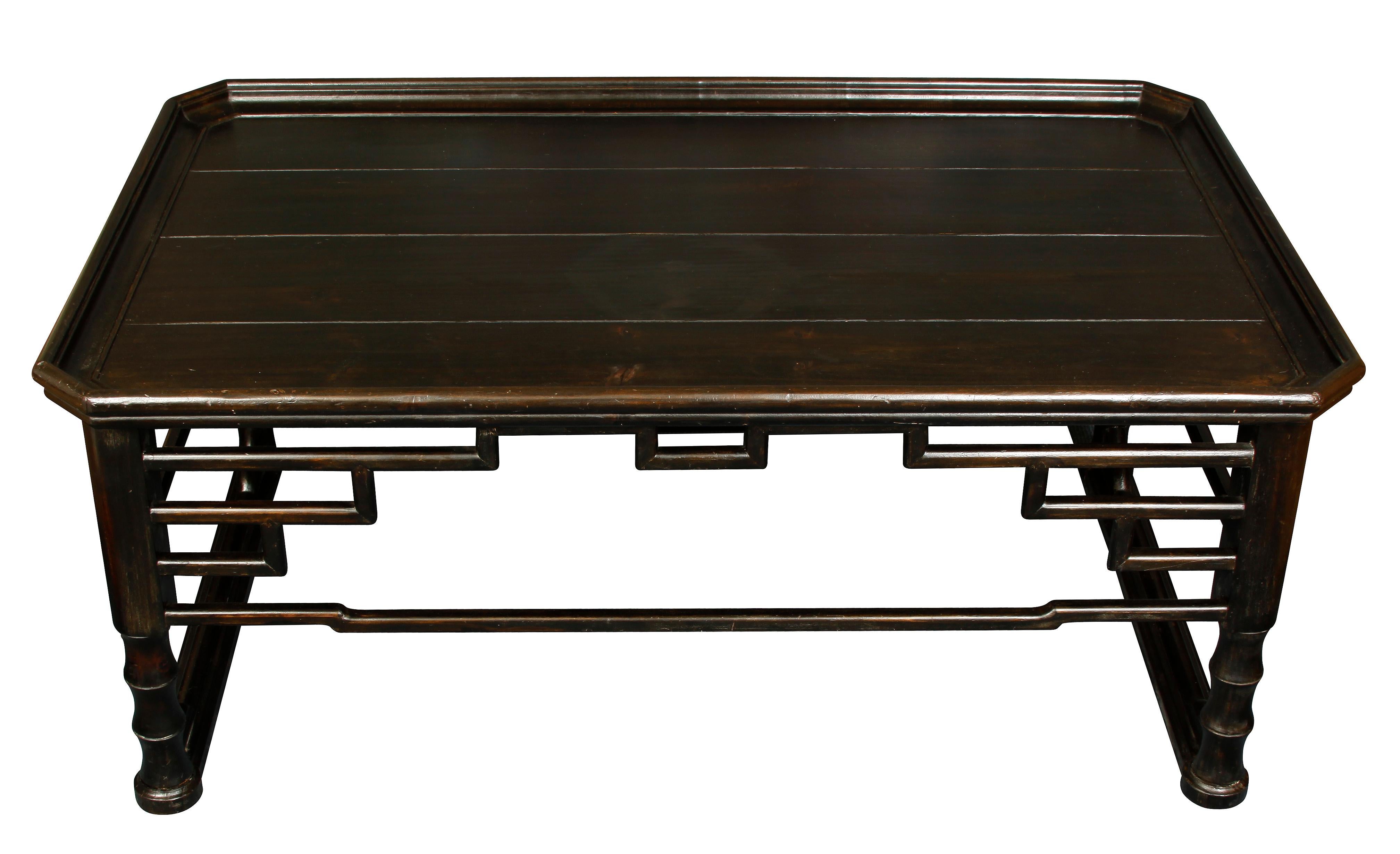 Unknown Ebonized Chinese Fretwork Coffee Table