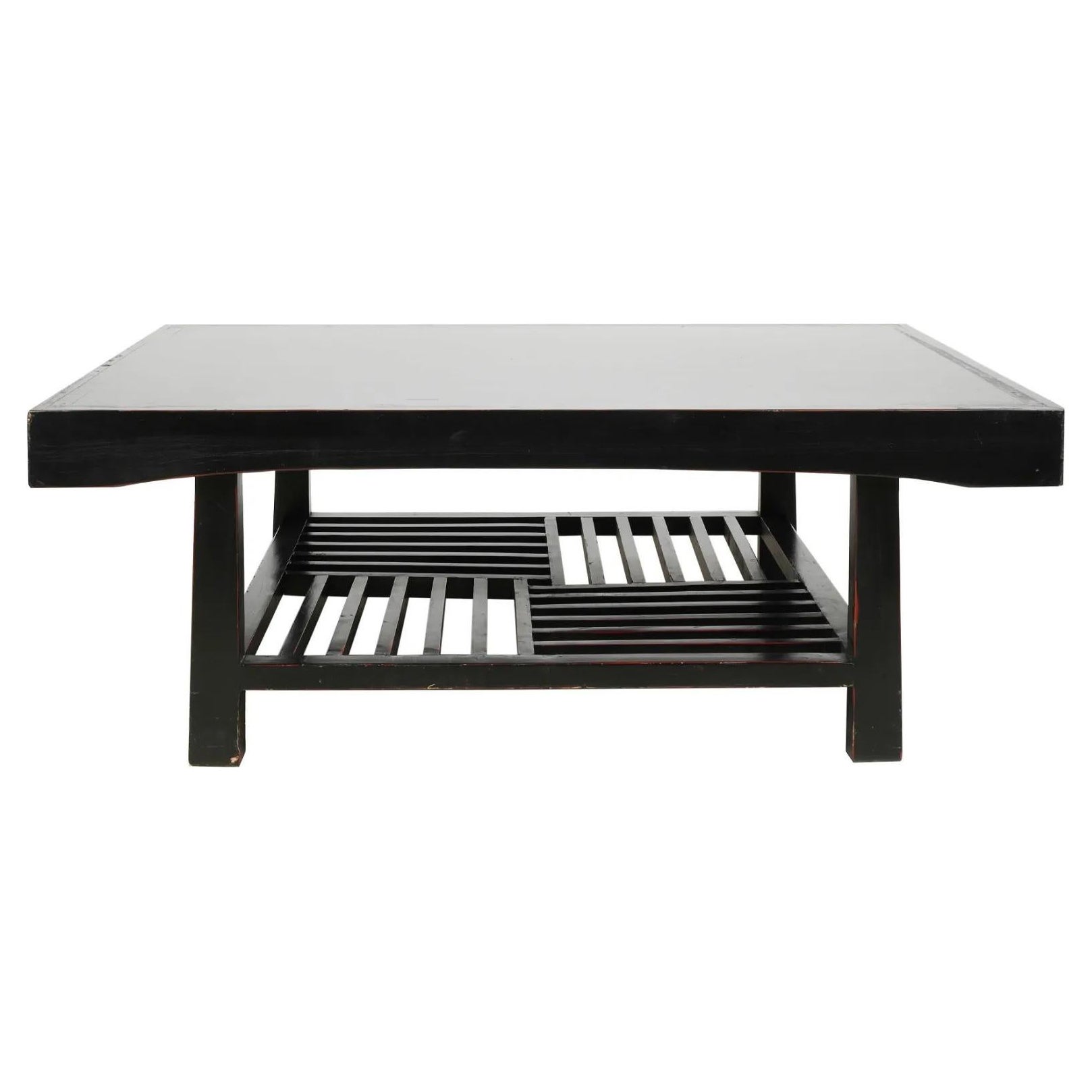 Table basse chinoise ébonisée, fabriquée à la main - Fin du 20e siècle