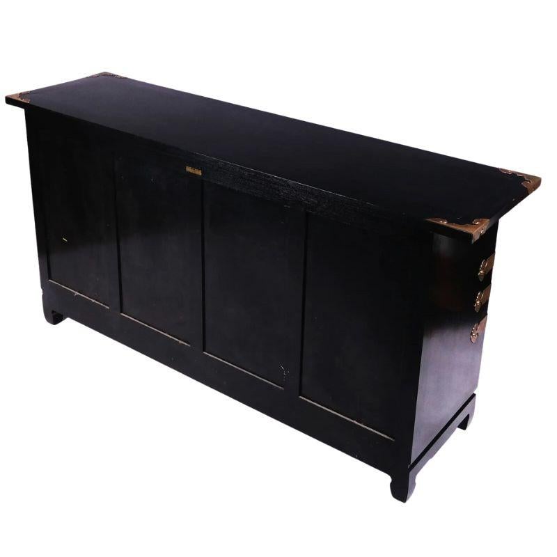 Ebonized Chinese Sideboard With Brass Fittings For Sale 1