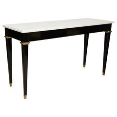 Ebonized Console with Marble Top Attributed to Maison Jansen