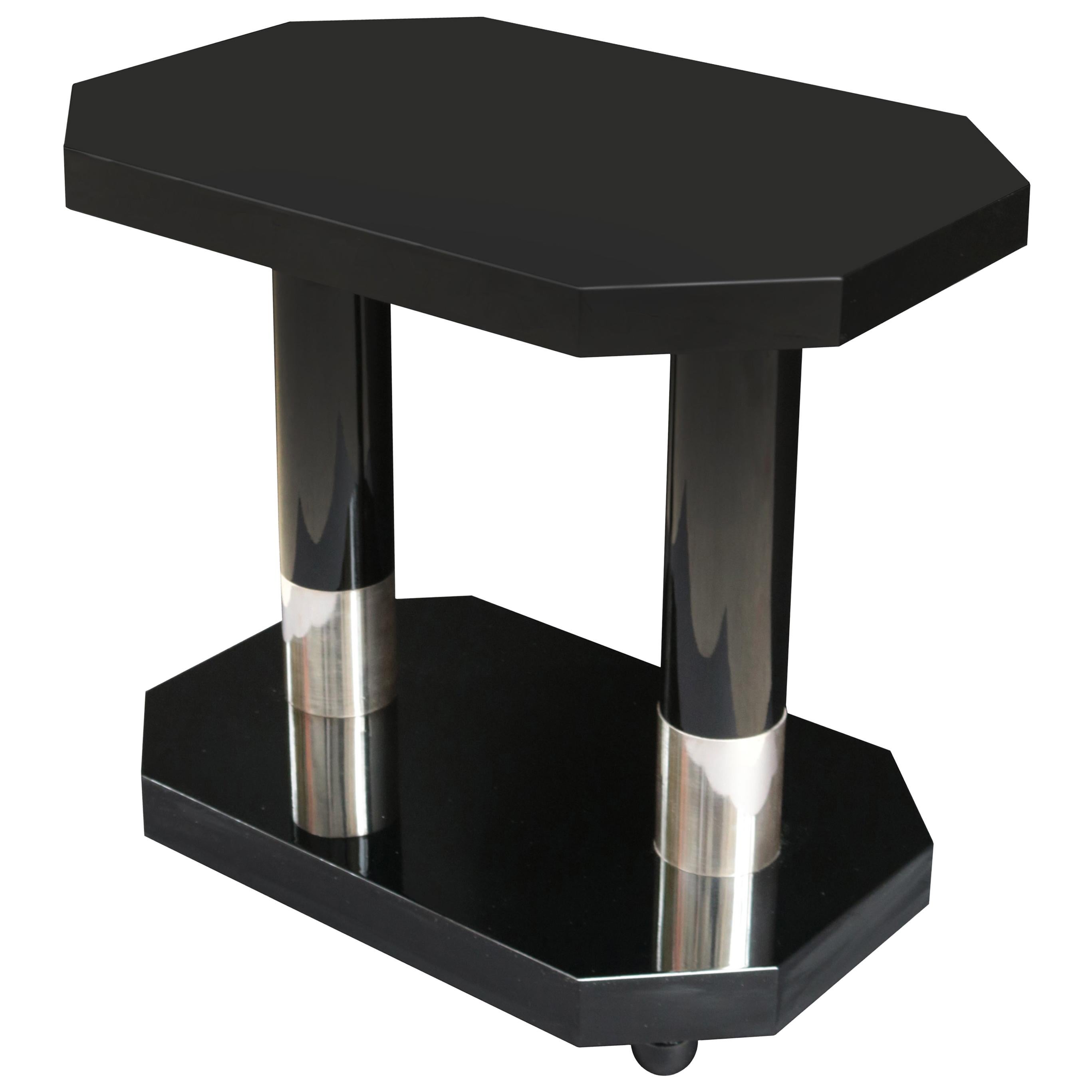Ebonized Contemporary Two-Tier Side Table For Sale