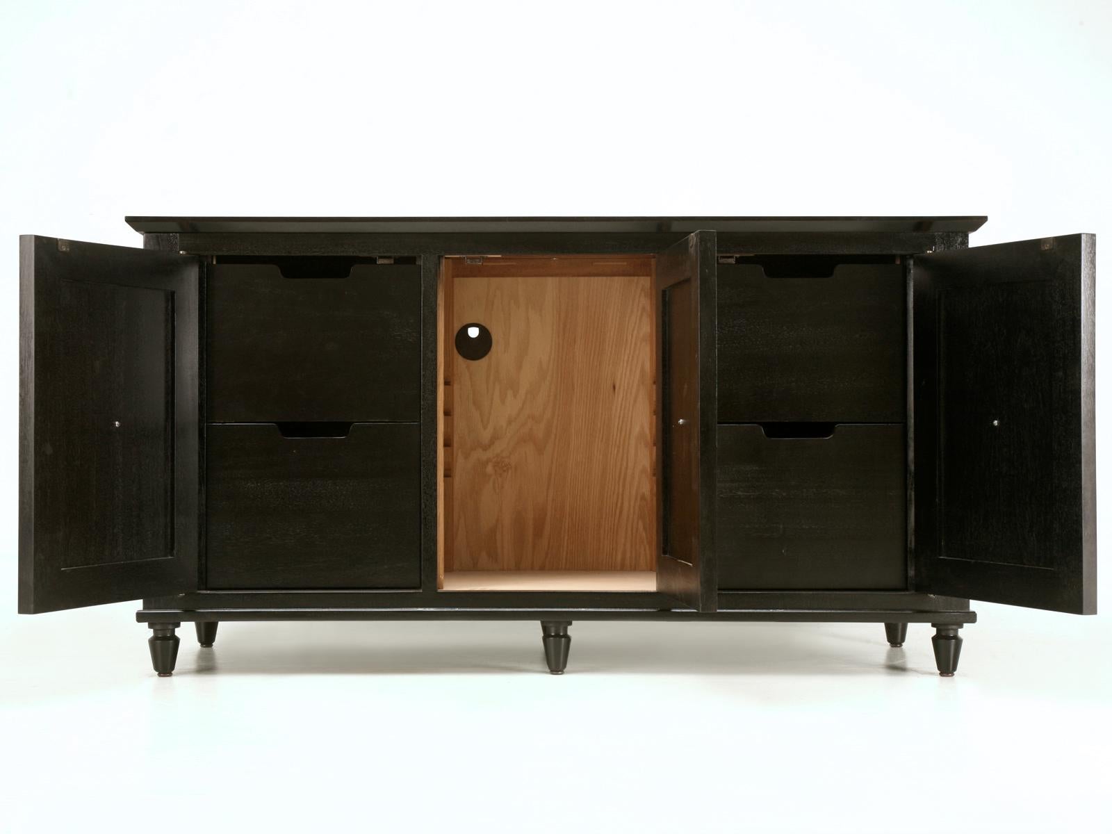 American Ebonized Credenza or Buffet, Handmade in Chicago in Any Dimension or Finish For Sale