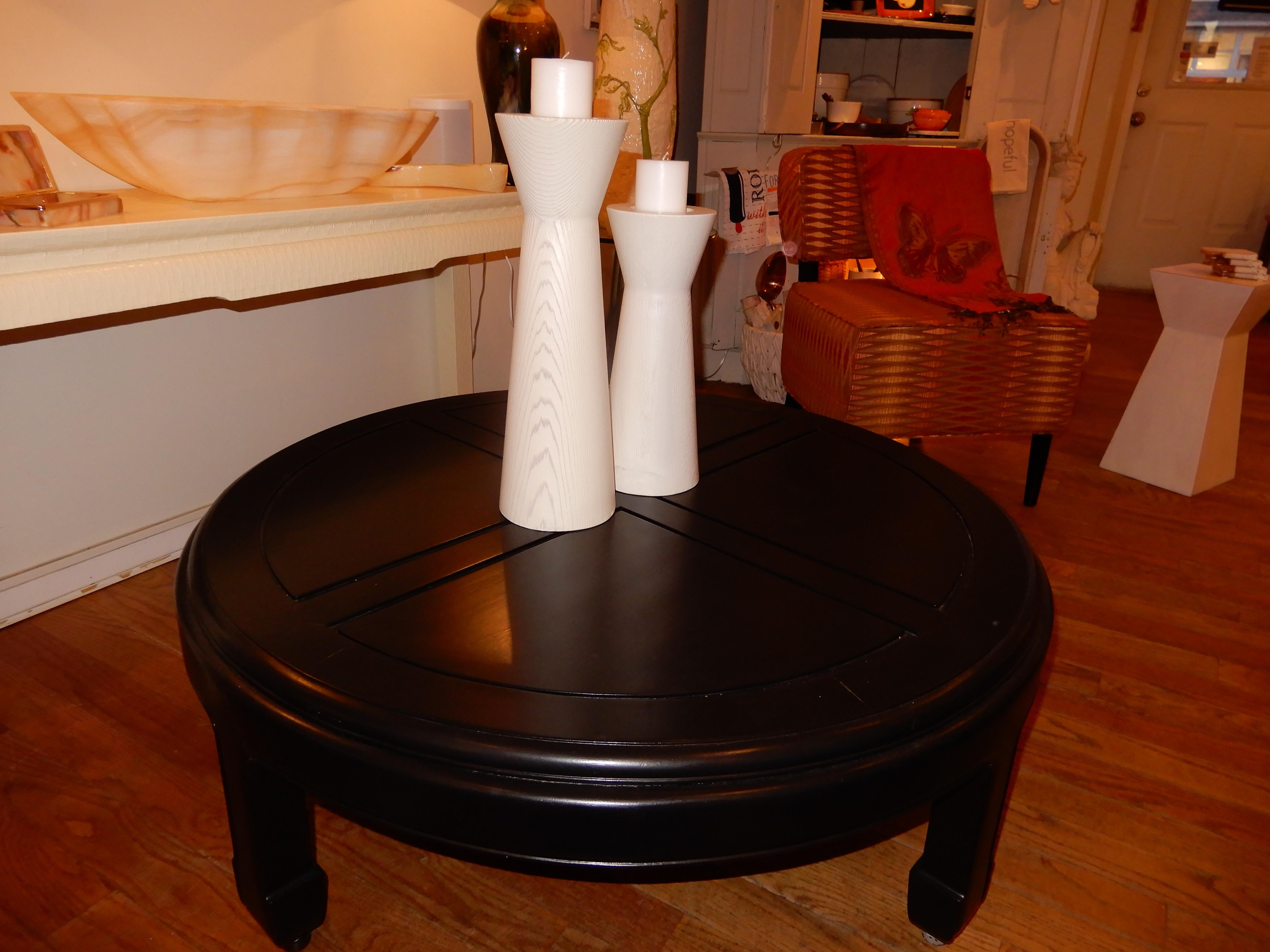 Ebonized Custom Solid Wood Low Coffee Table 1970s  In Excellent Condition For Sale In Bellport, NY