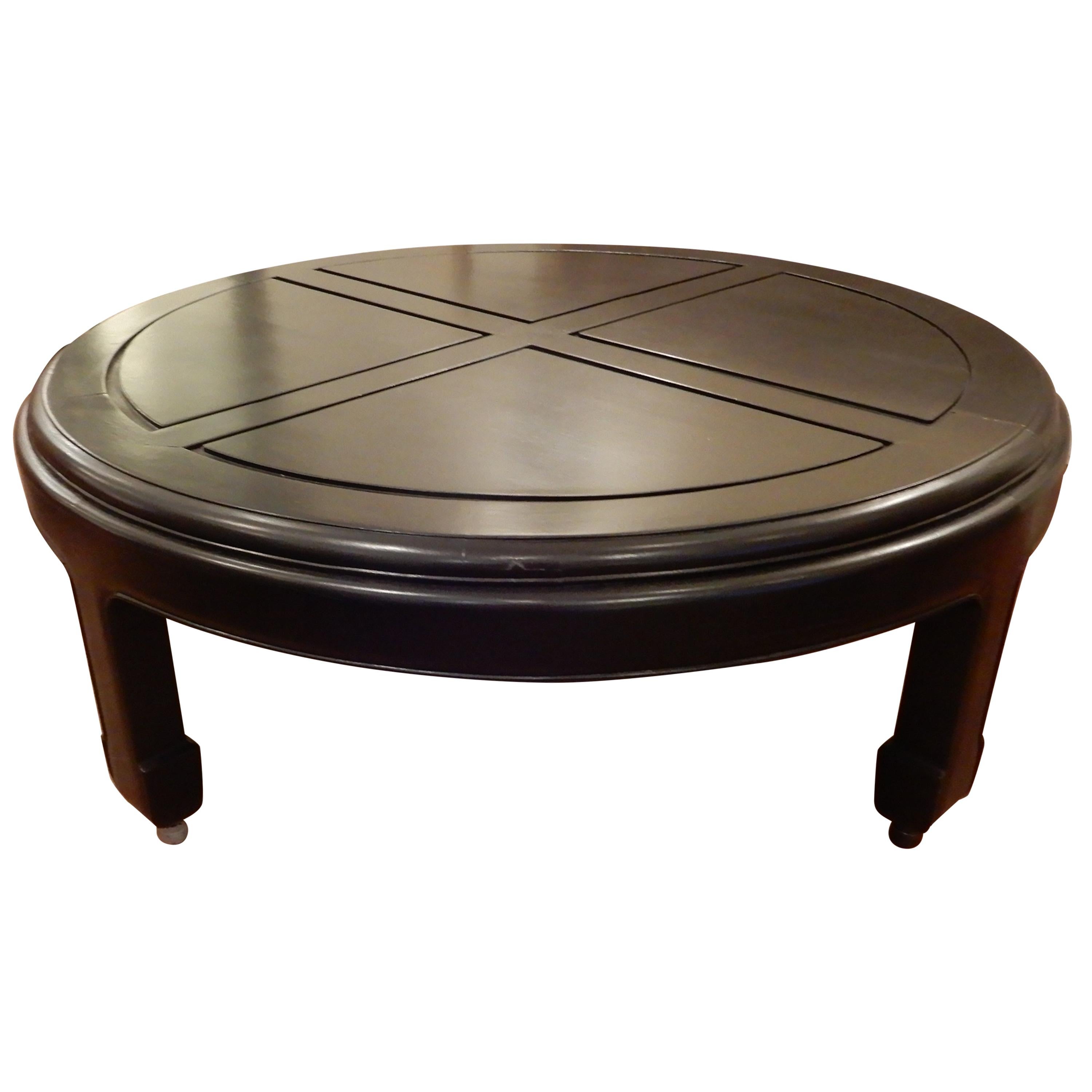 Ebonized Custom Solid Wood Low Coffee Table 1970s  For Sale